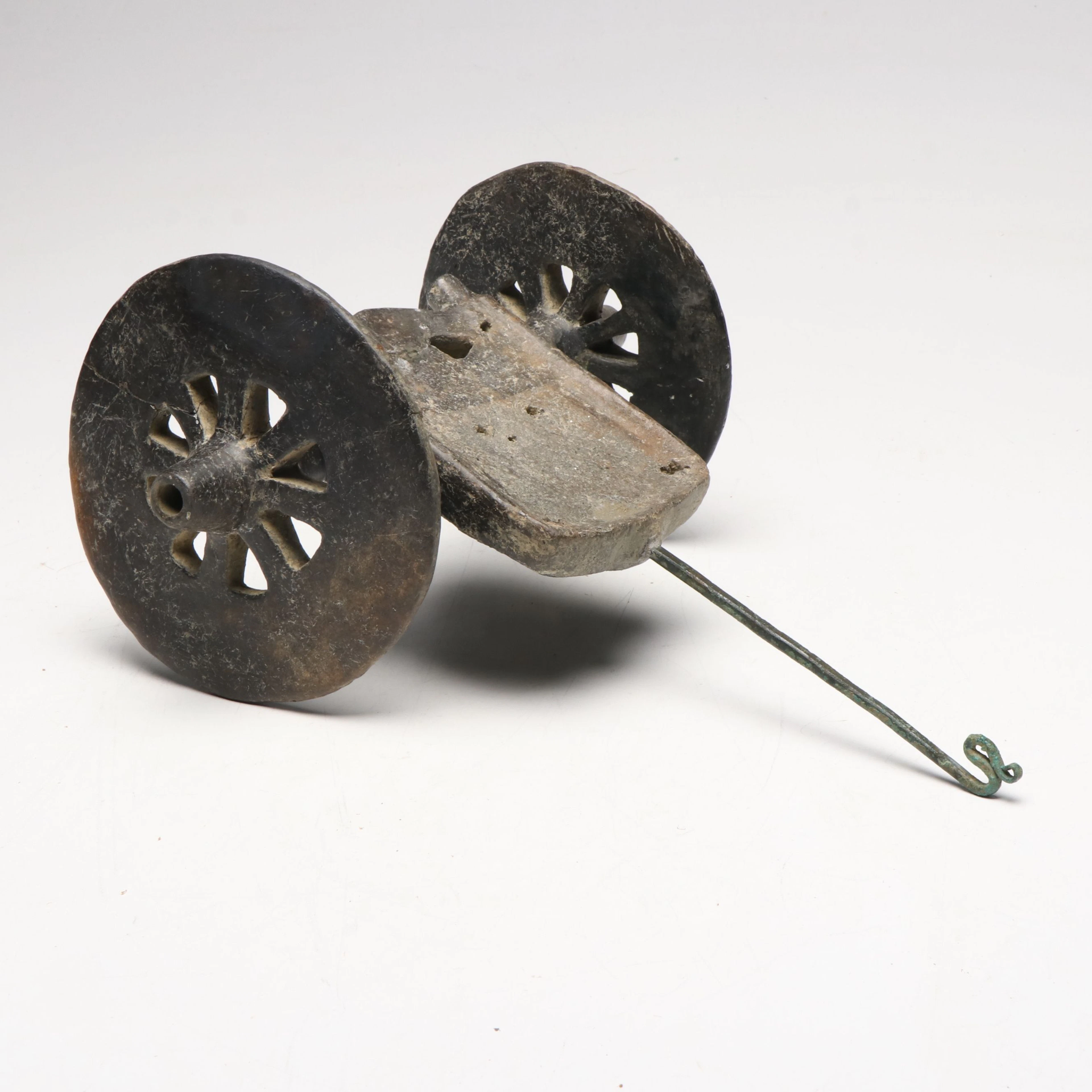 Ancient Roman Earthenware and Bronze Model of Chariot
