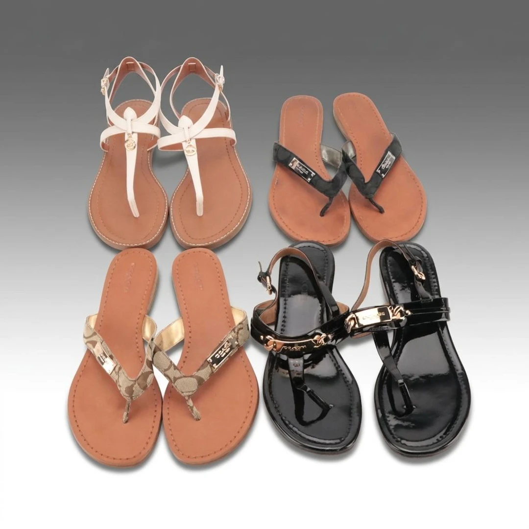 Coach Lydia, Caterine, and Sommer Flat Sandals with Box