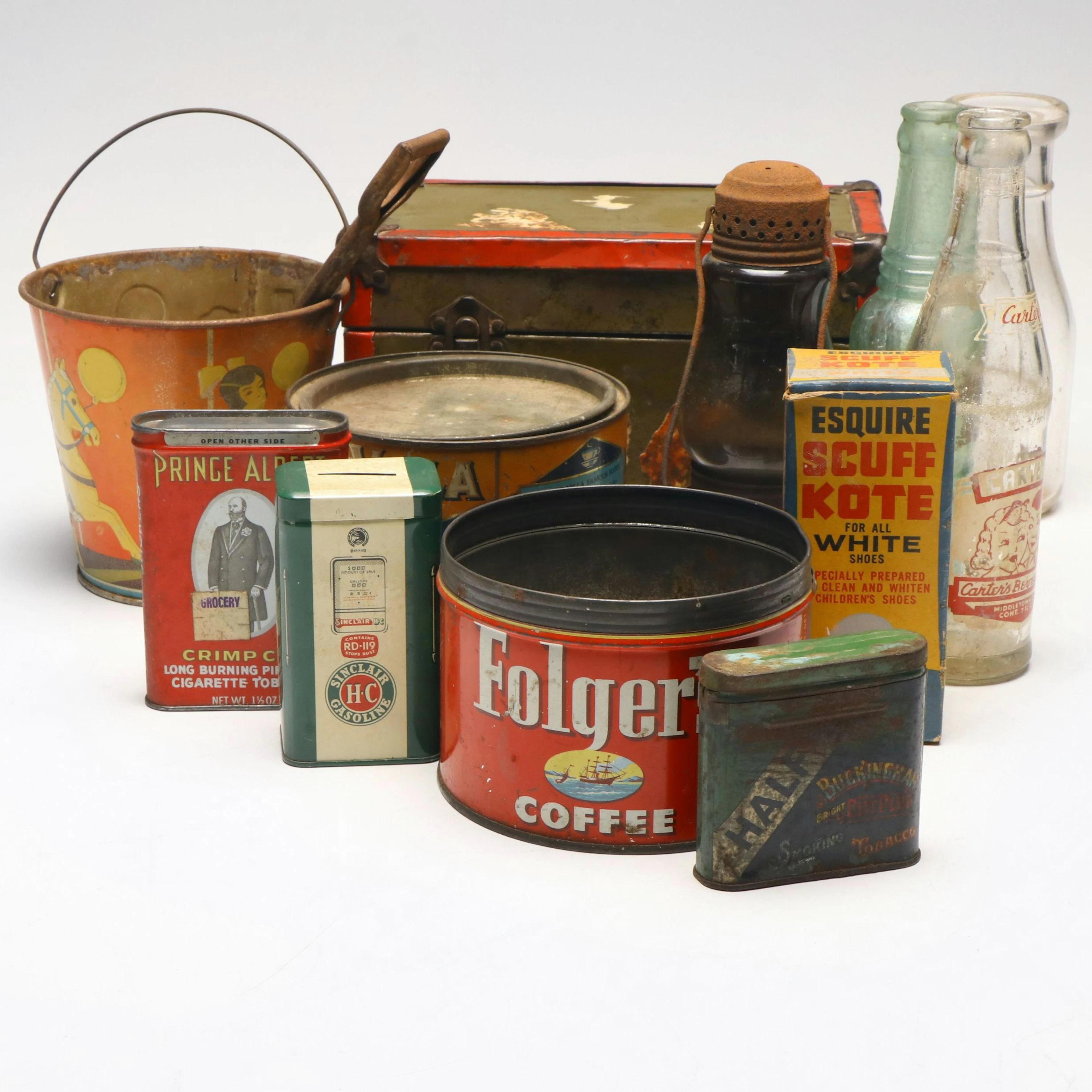 Tobacco and Coffee Tins, Milk and Soda Bottles and More Vintage Containers