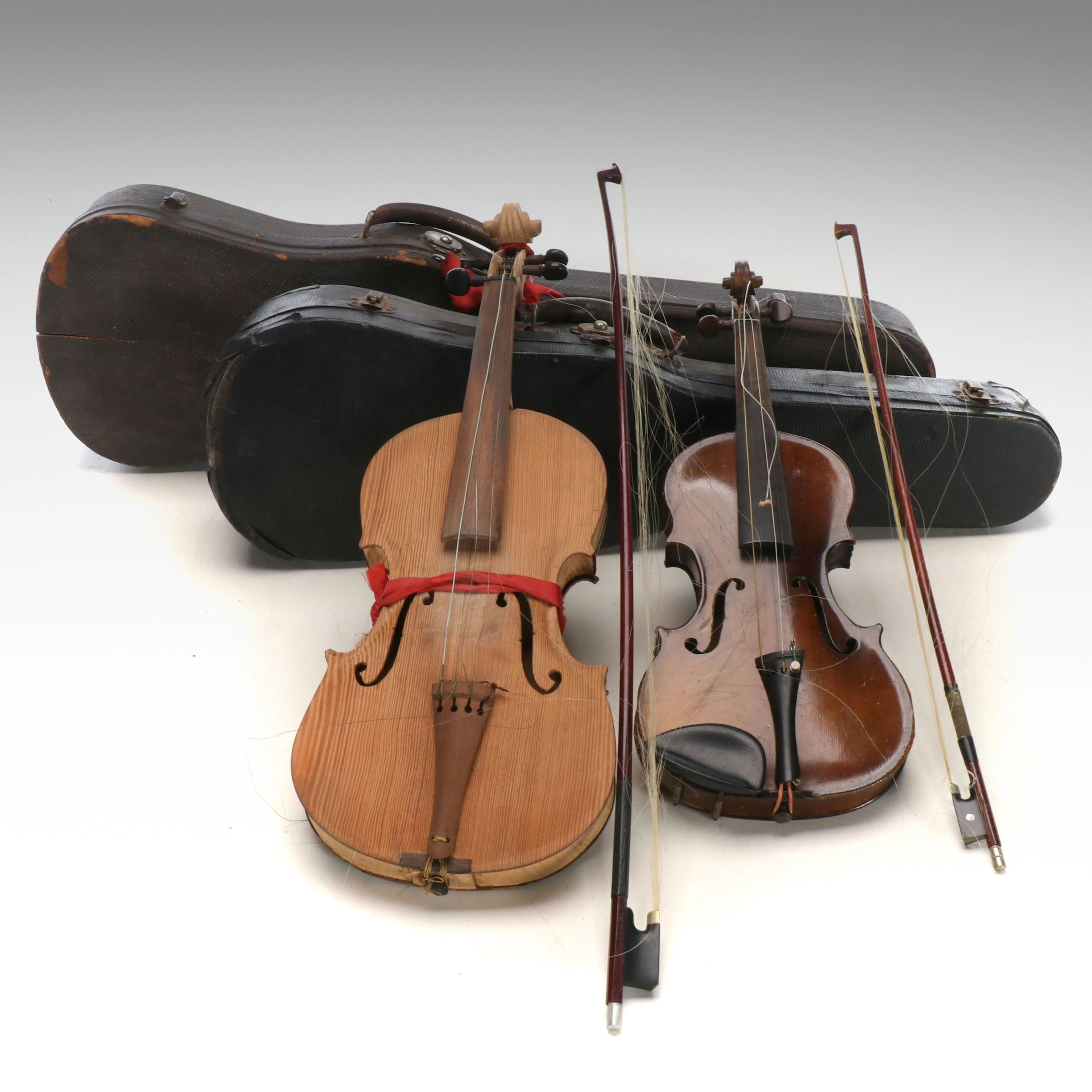 Mexican Style with Other Vintage Wooden Violin in Cases