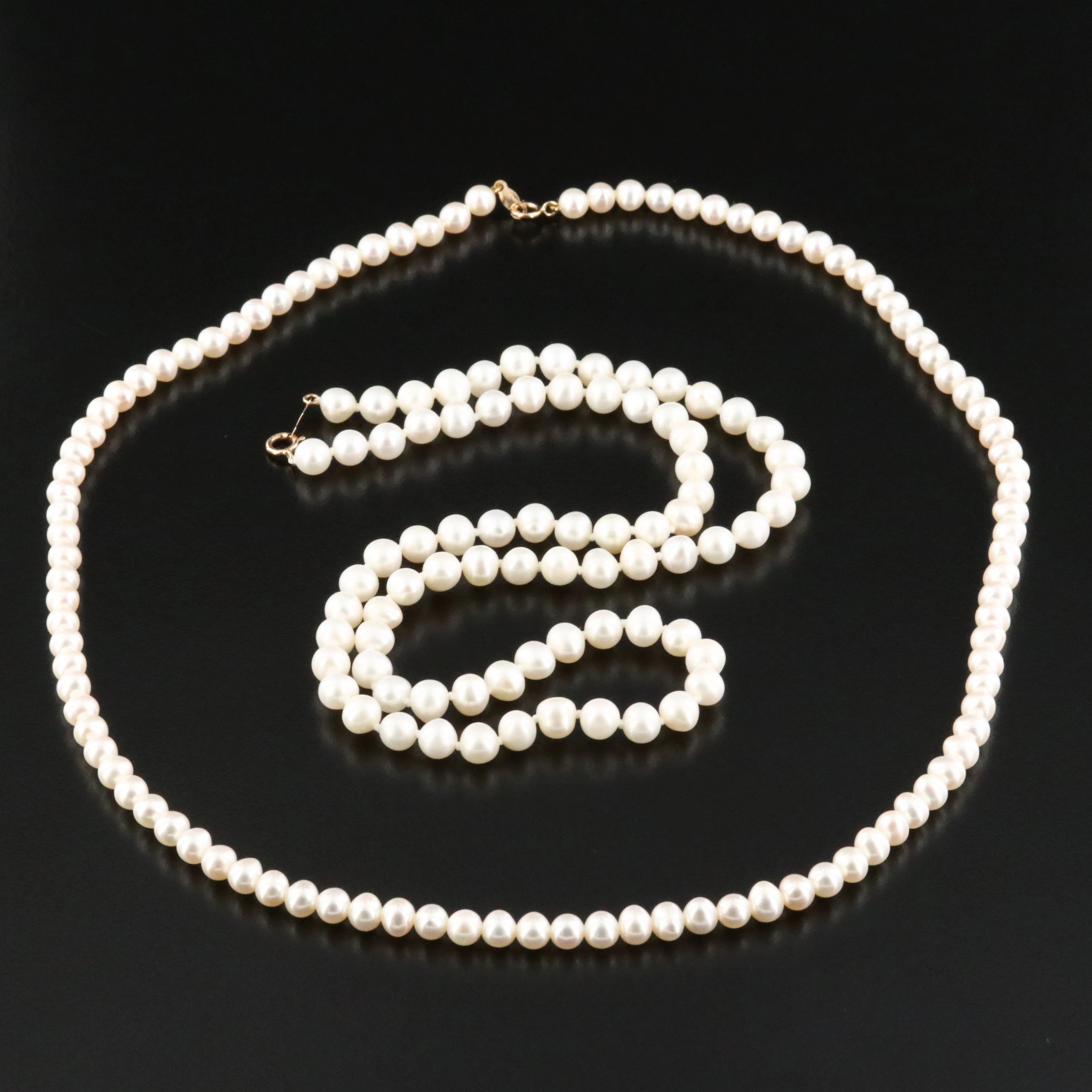 Pearl Necklaces with 10K and 14K Clasps