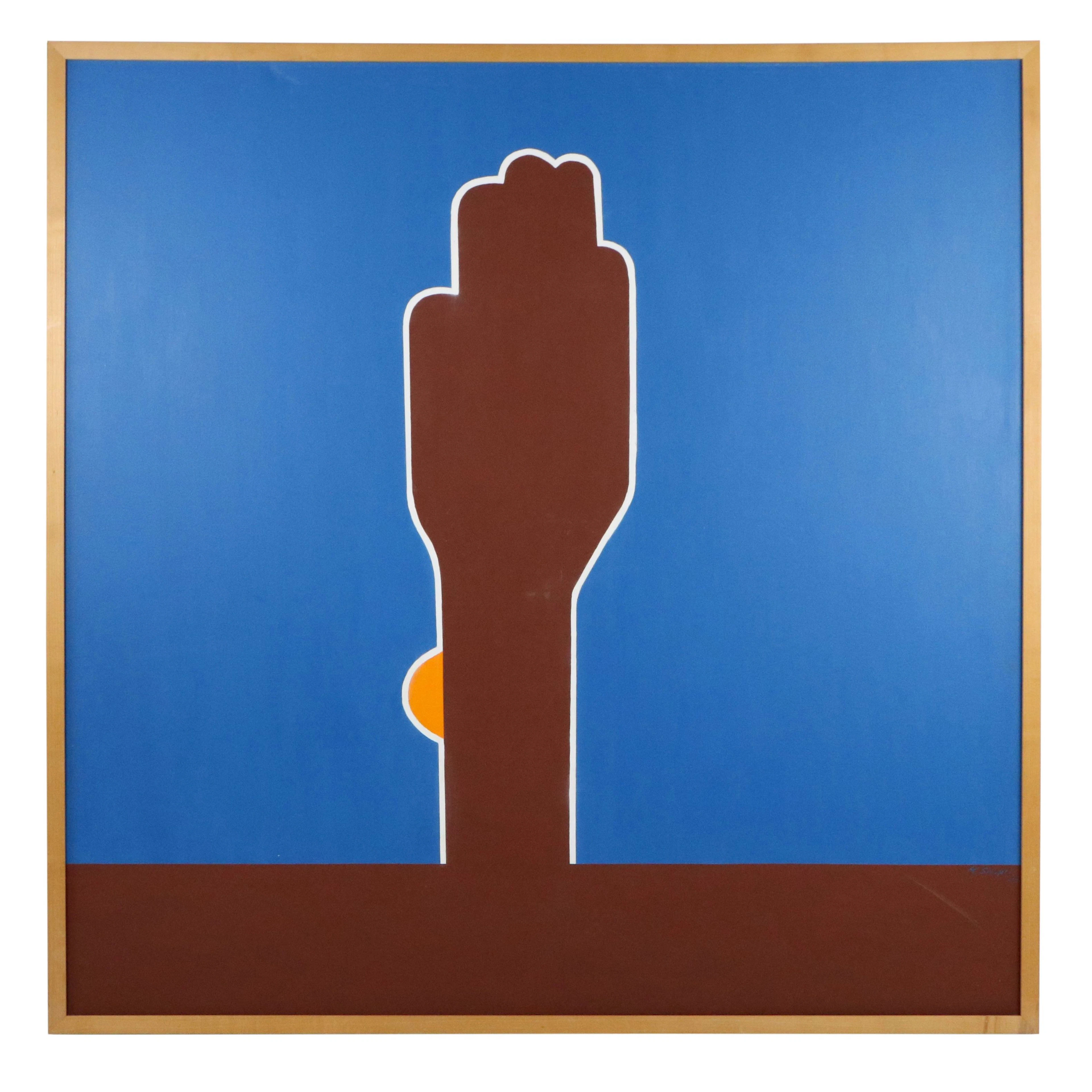 Ka Shuper Minimalist Acrylic Painting of Sun Setting Behind Saguaro