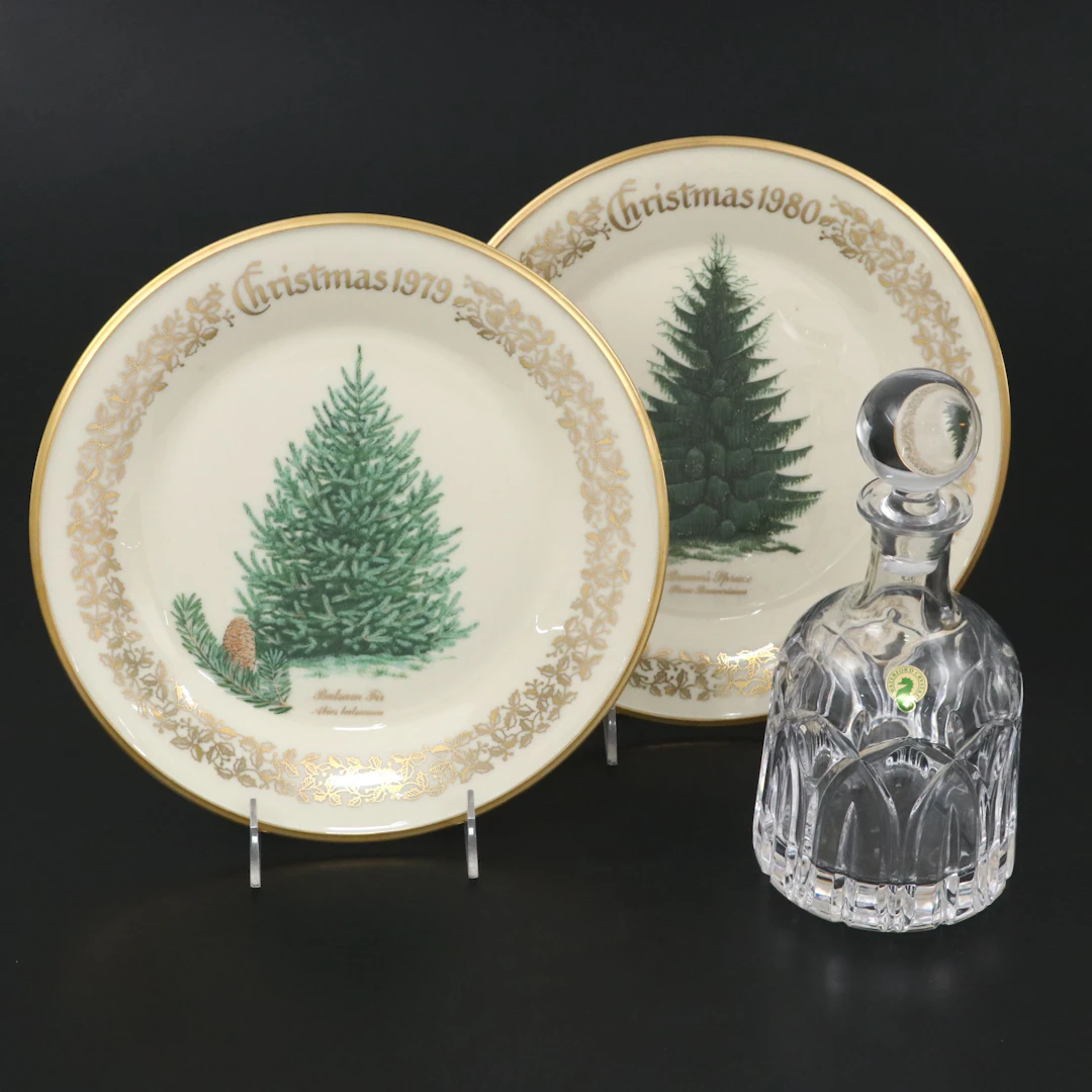 Waterford Crystal "Glenbrook" Decanter with Lenox Seasonal Collector's Plates