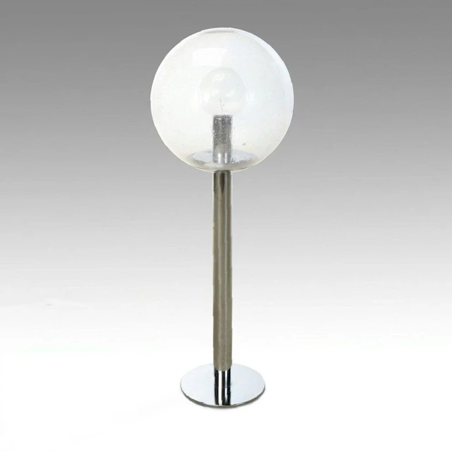 Mid Century Modern Seed Glass Globe and Chrome Floor Lamp