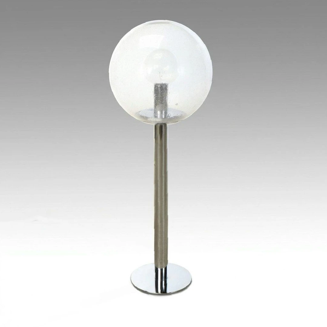 Mid Century Modern Seed Glass Globe and Chrome Floor Lamp