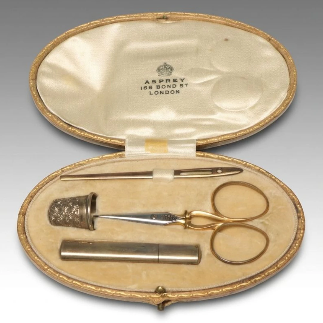 Asprey English Sterling Silver Sewing Kit, 1923