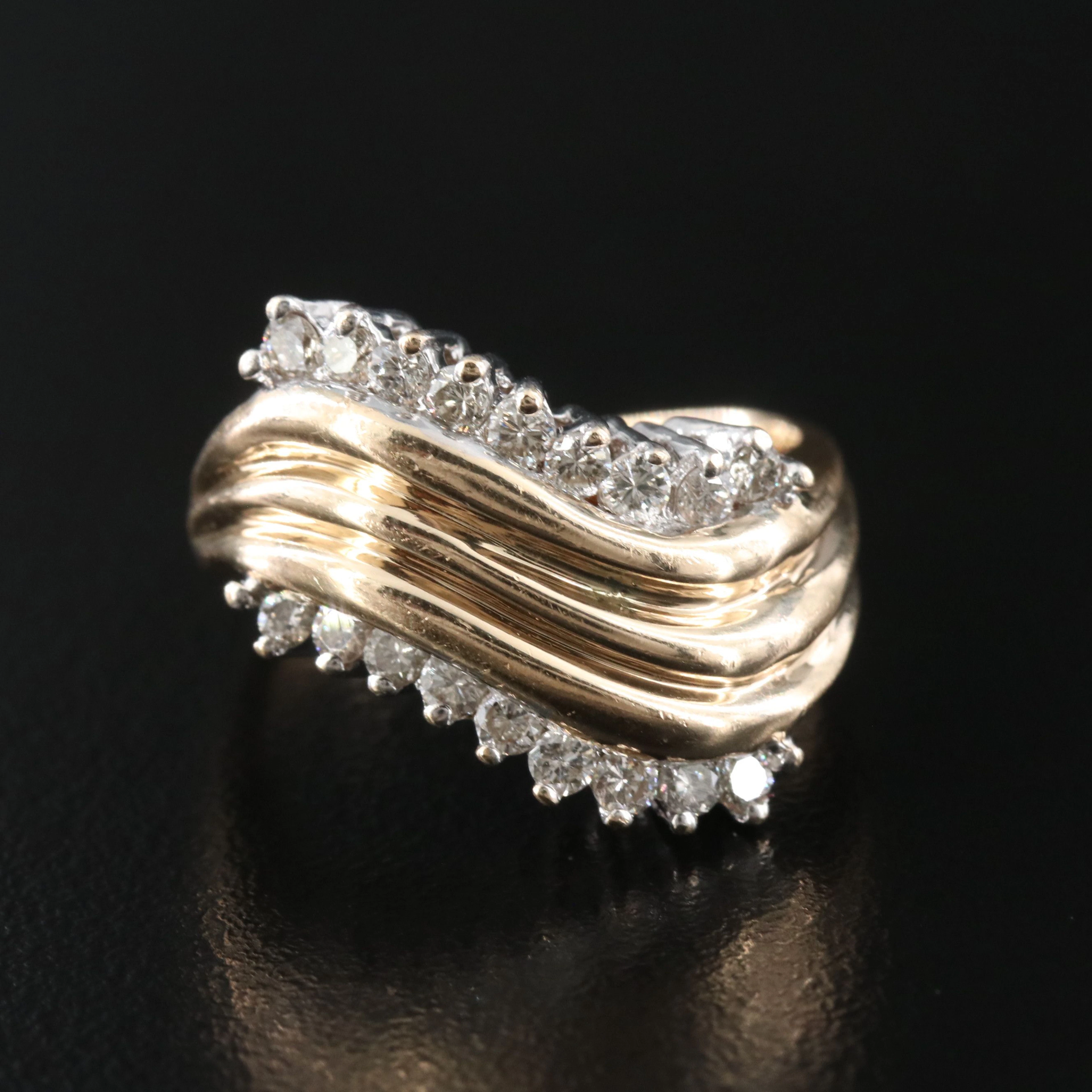 14K 0.54 CTW Diamond Wave Ring