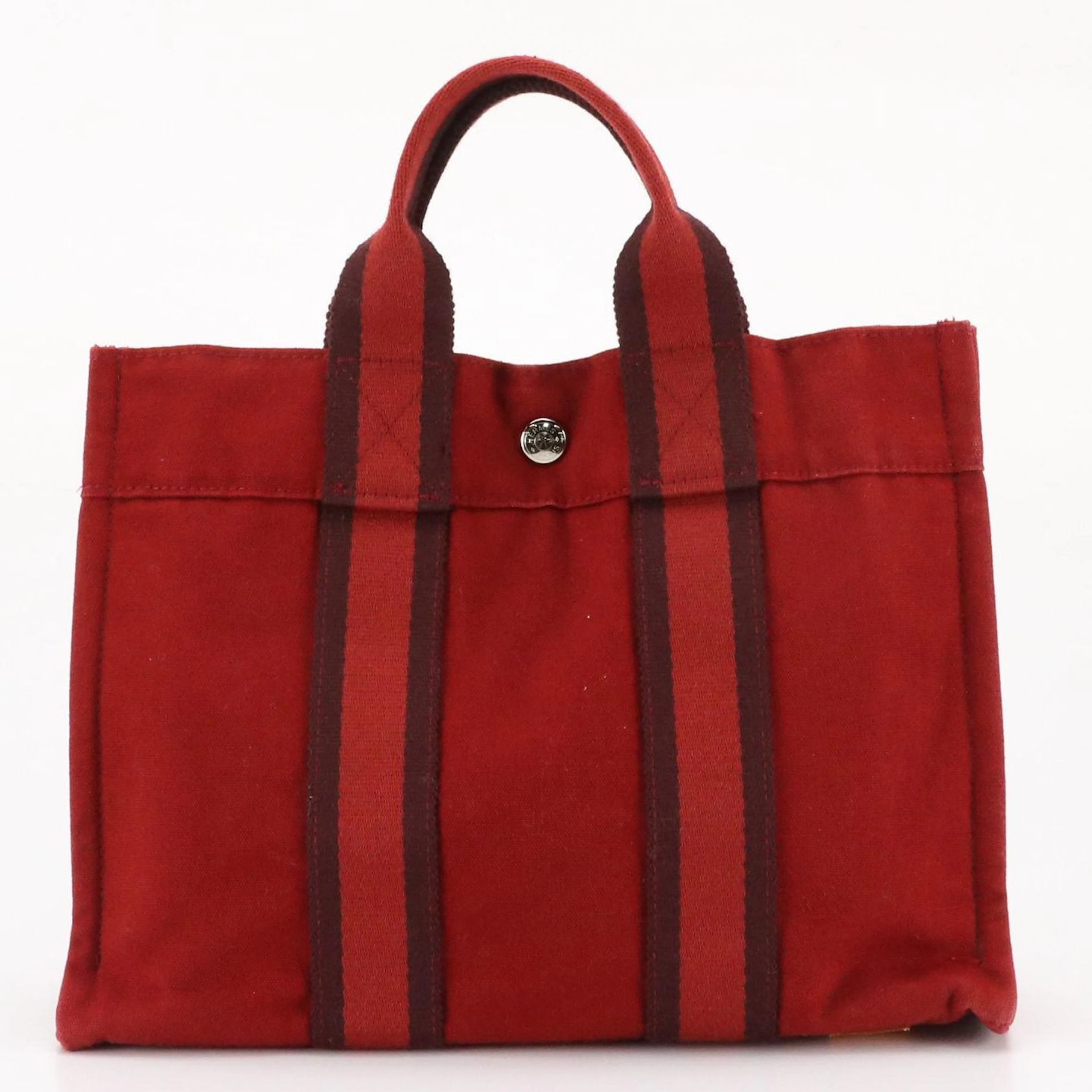Hermès Fourre-Tout PM Handbag in Red Cotton Canvas