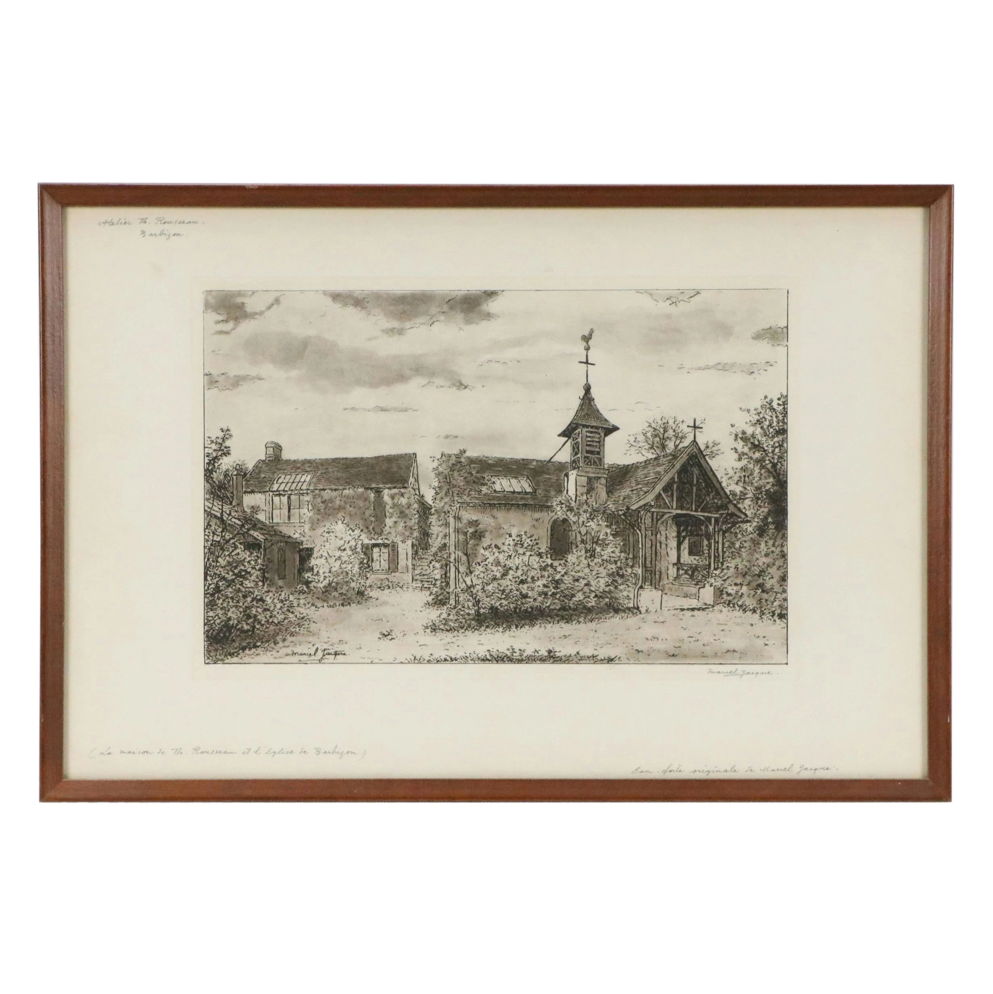 Marcel Jacque Etching with Aquatint "La maison de Théodore Rousseau"