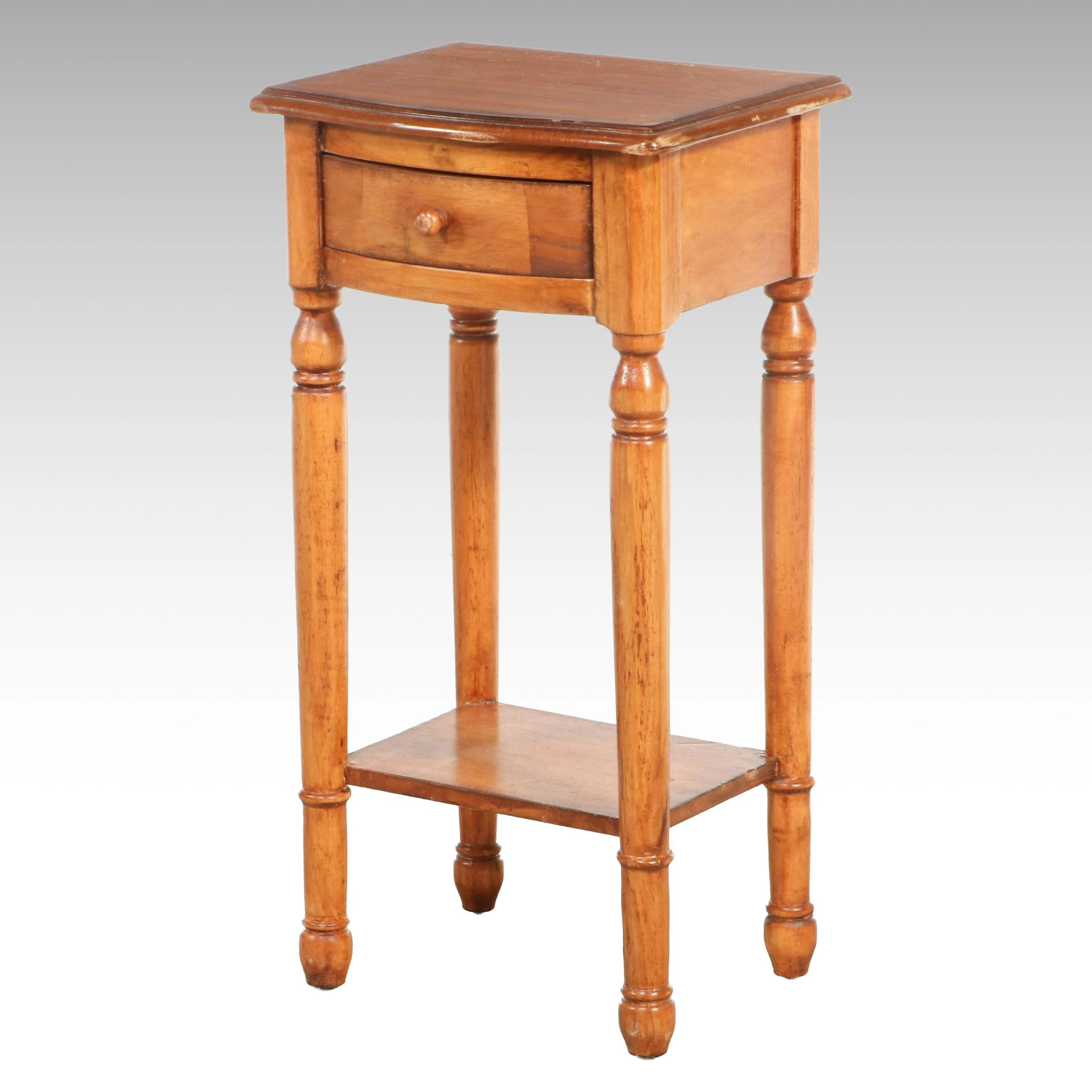 Wood Single-Drawer Telephone Stand, Mid to Late 20th Century