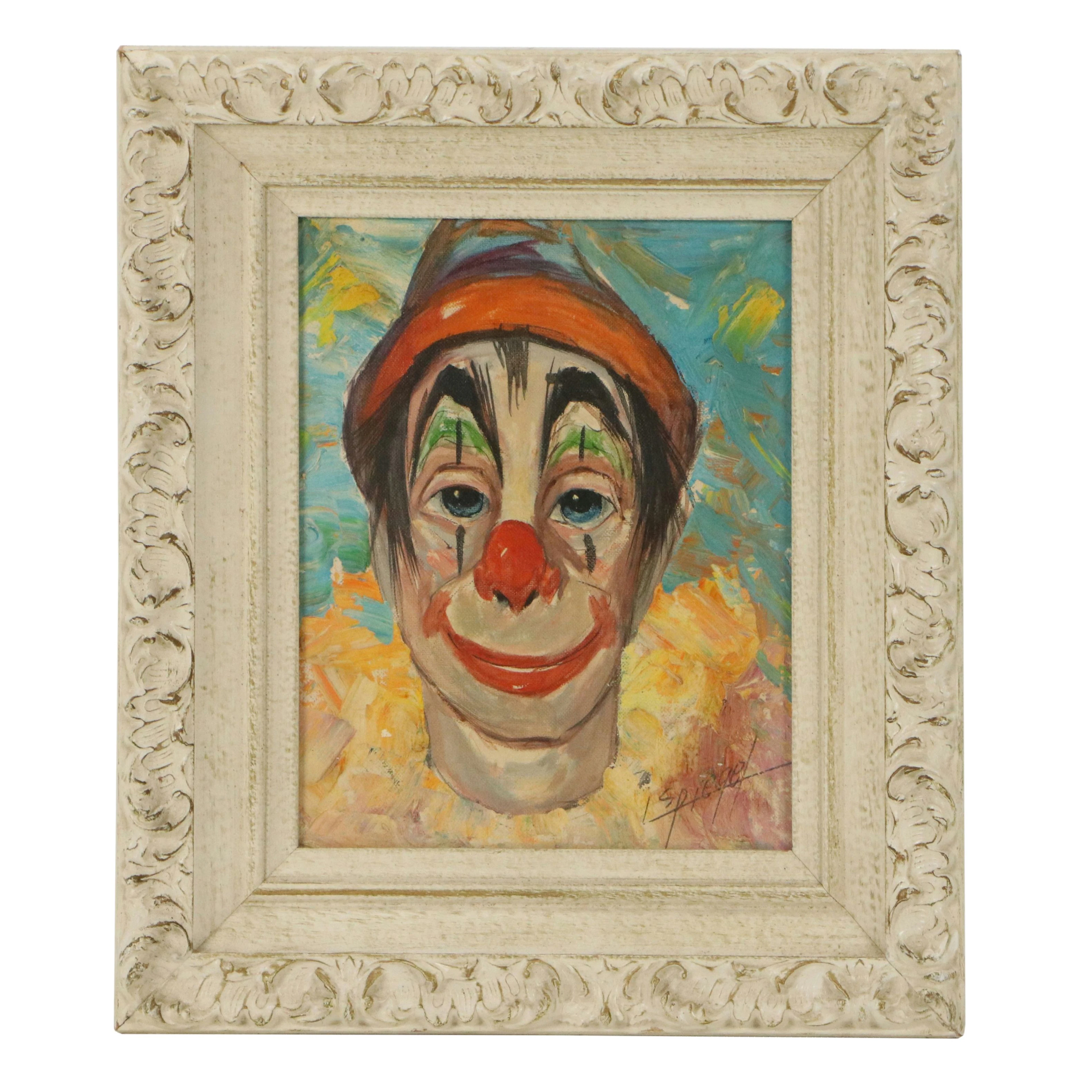 Louis Spiegel Oil Painting of Clown Face