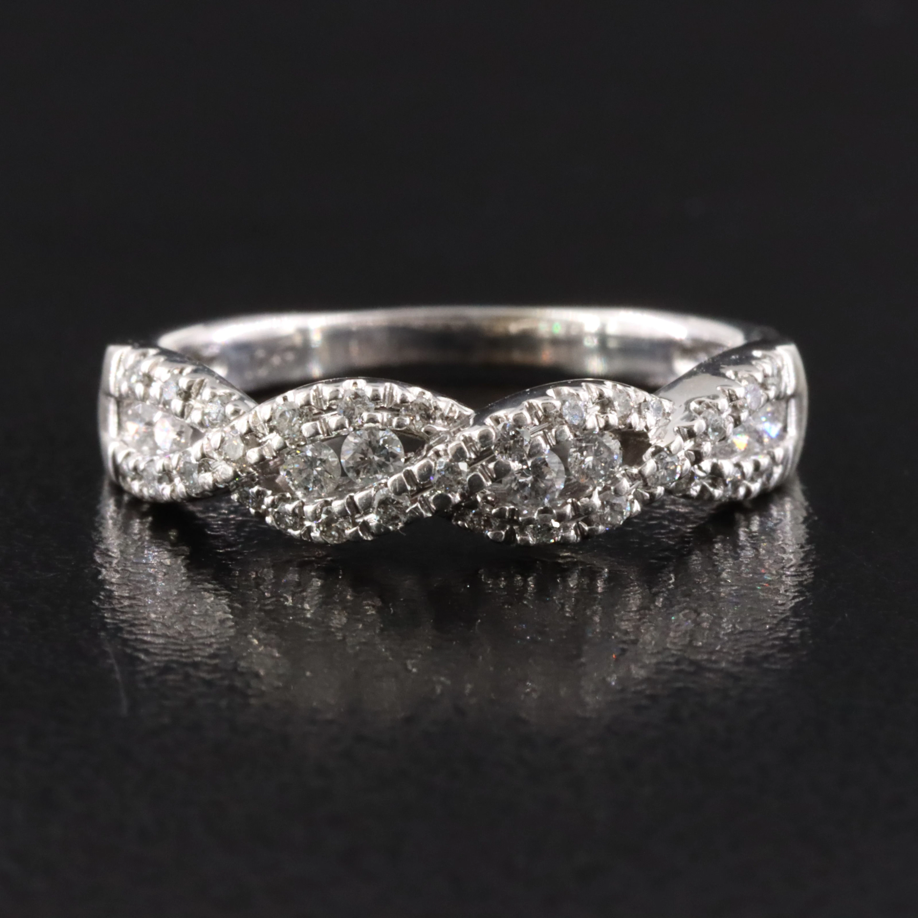 10K Diamond Braided Ring