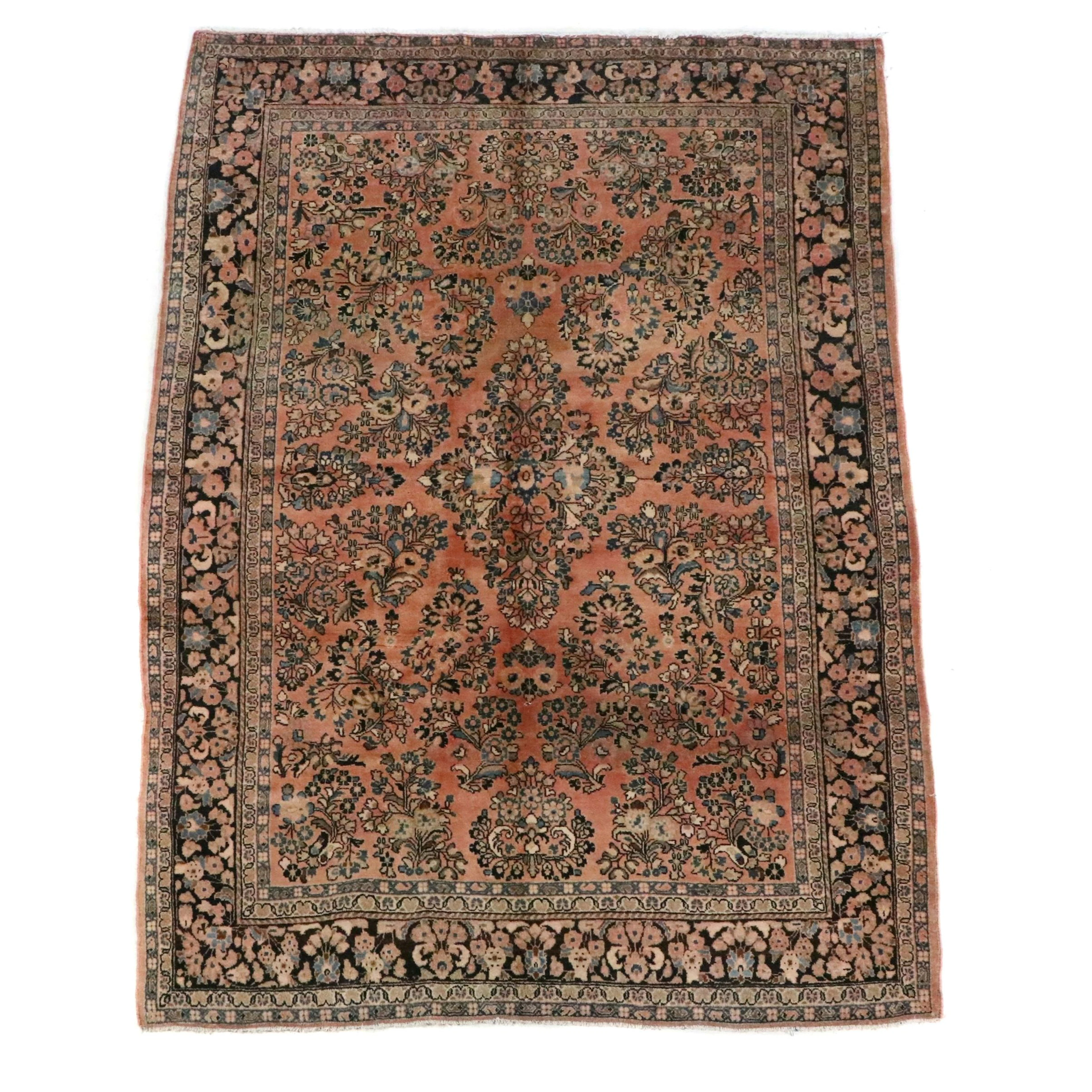6'2 x 8'11 Hand-Knotted Persian Sarouk Area Rug