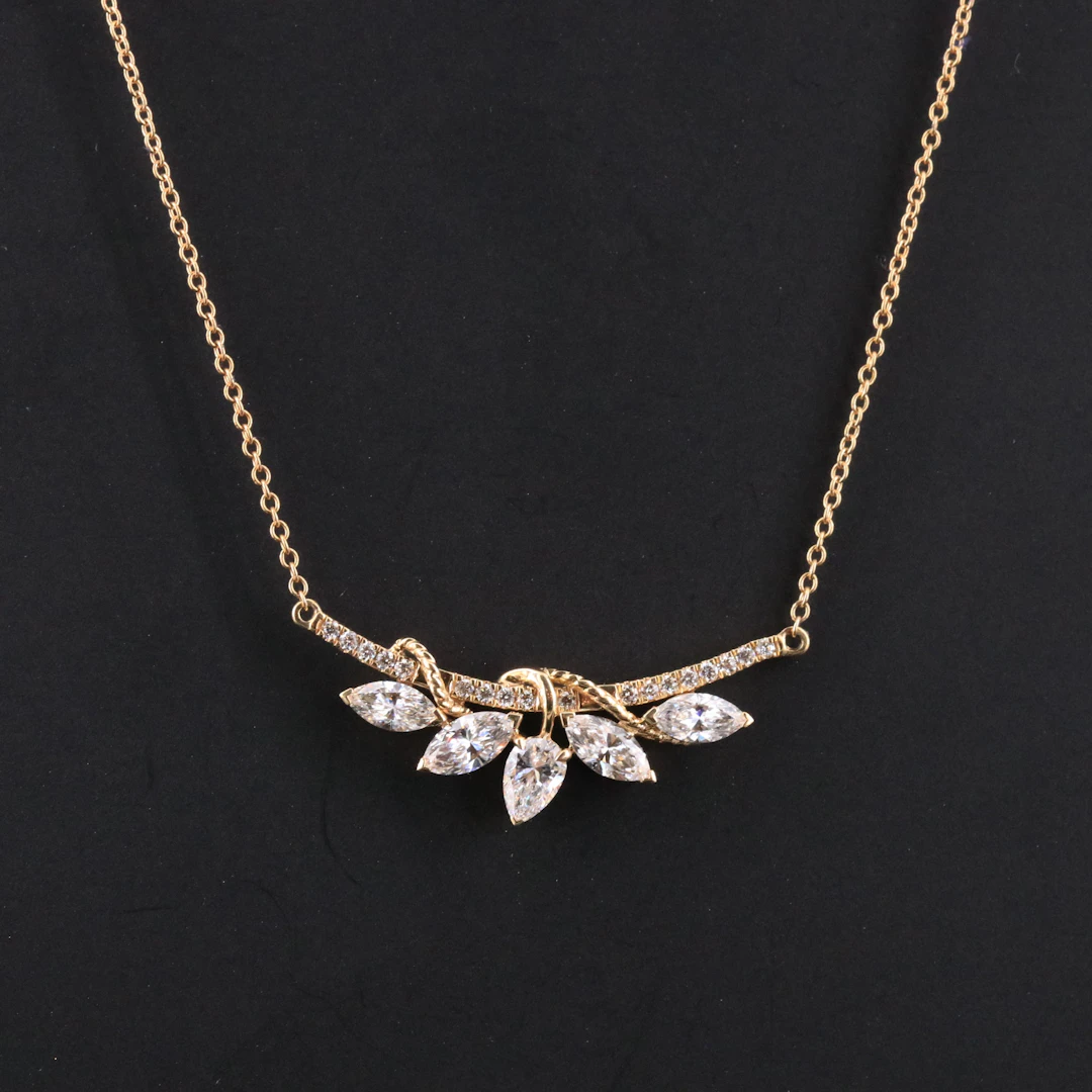 14K 1.50 CTW Lab Grown Diamond Station Necklace with IGI Report