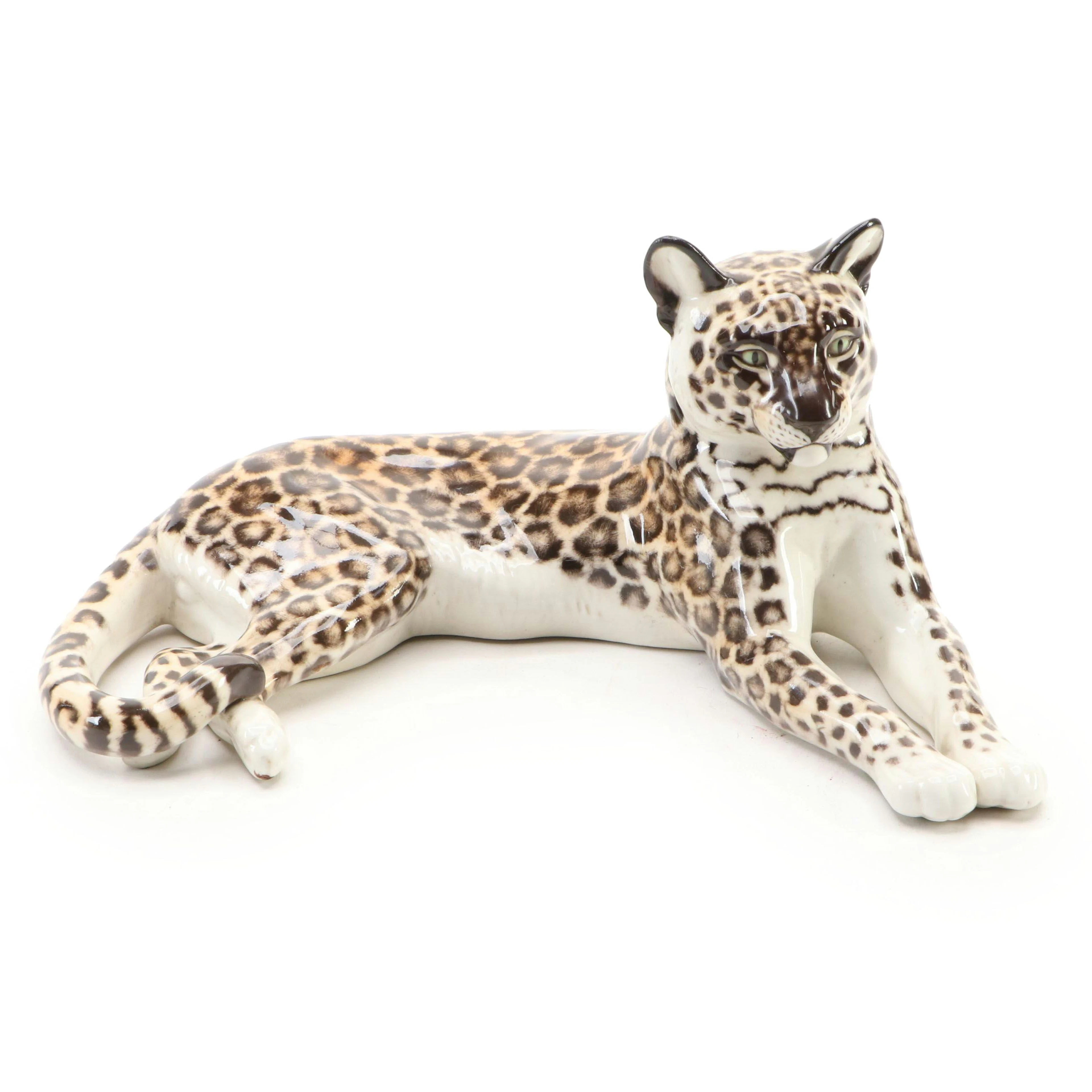 Nymphenburg German Porcelain Leopard Figurine, 20th Century