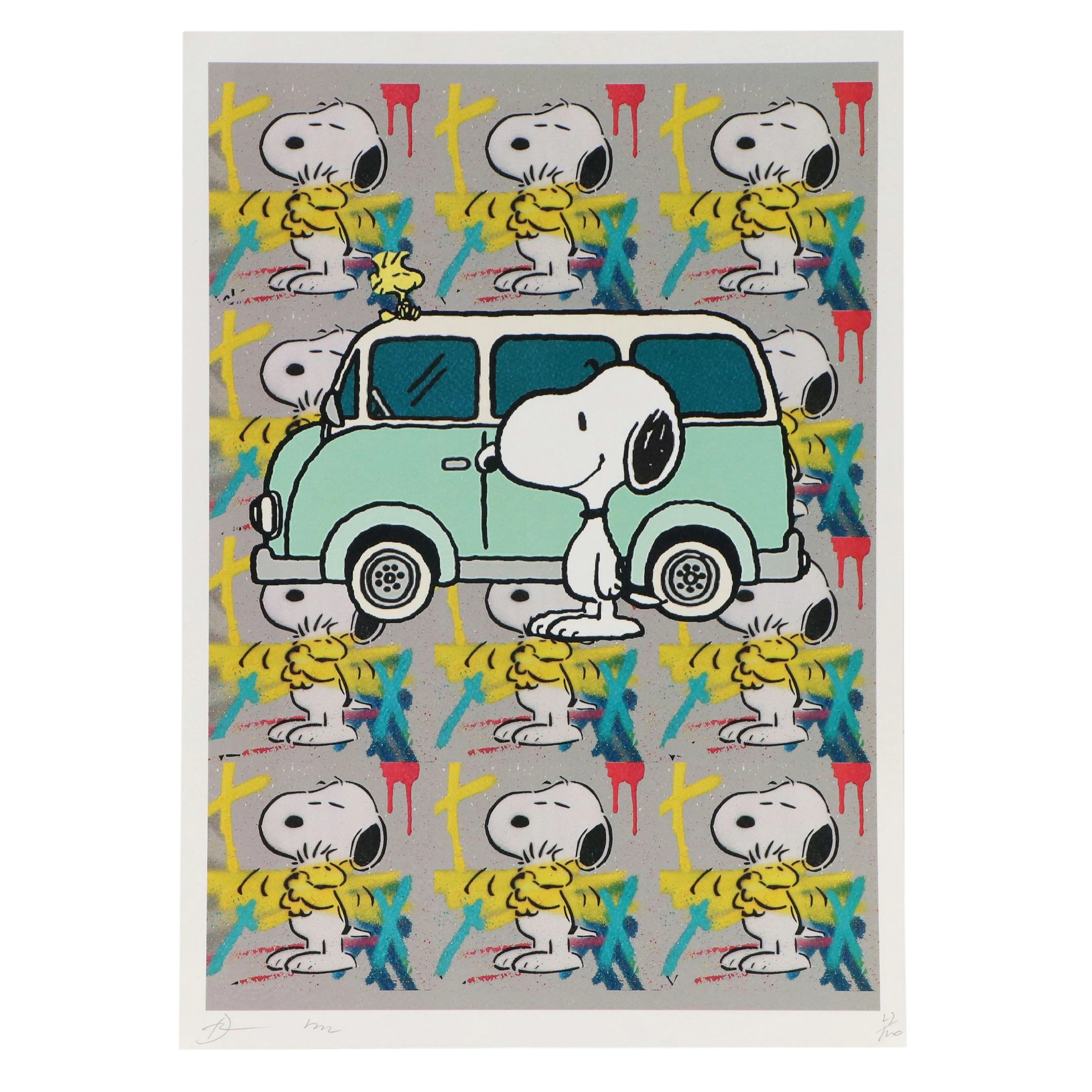 Death NYC Pop Art Digital Graphic Print Homage to Snoopy x Woodstock, 2022