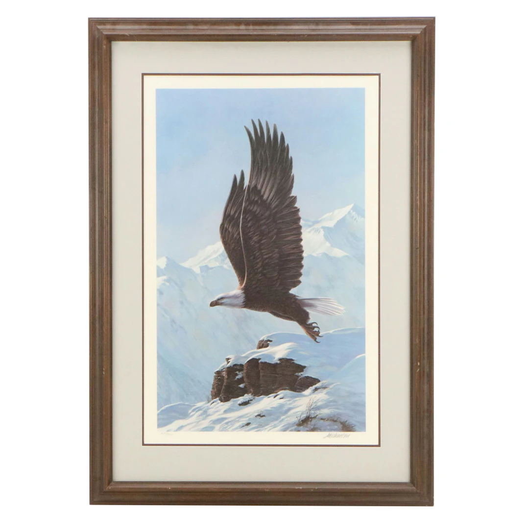 Ken Michaelsen Offset Lithograph of Bald Eagle