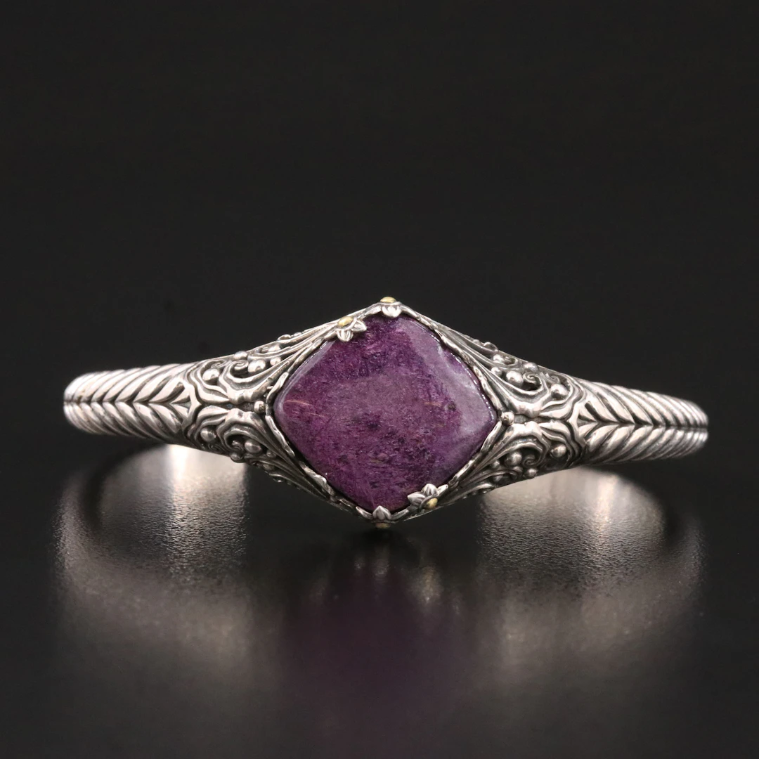 Samuel B Sterling Purpurite Cuff Bracelet with 18K Accents