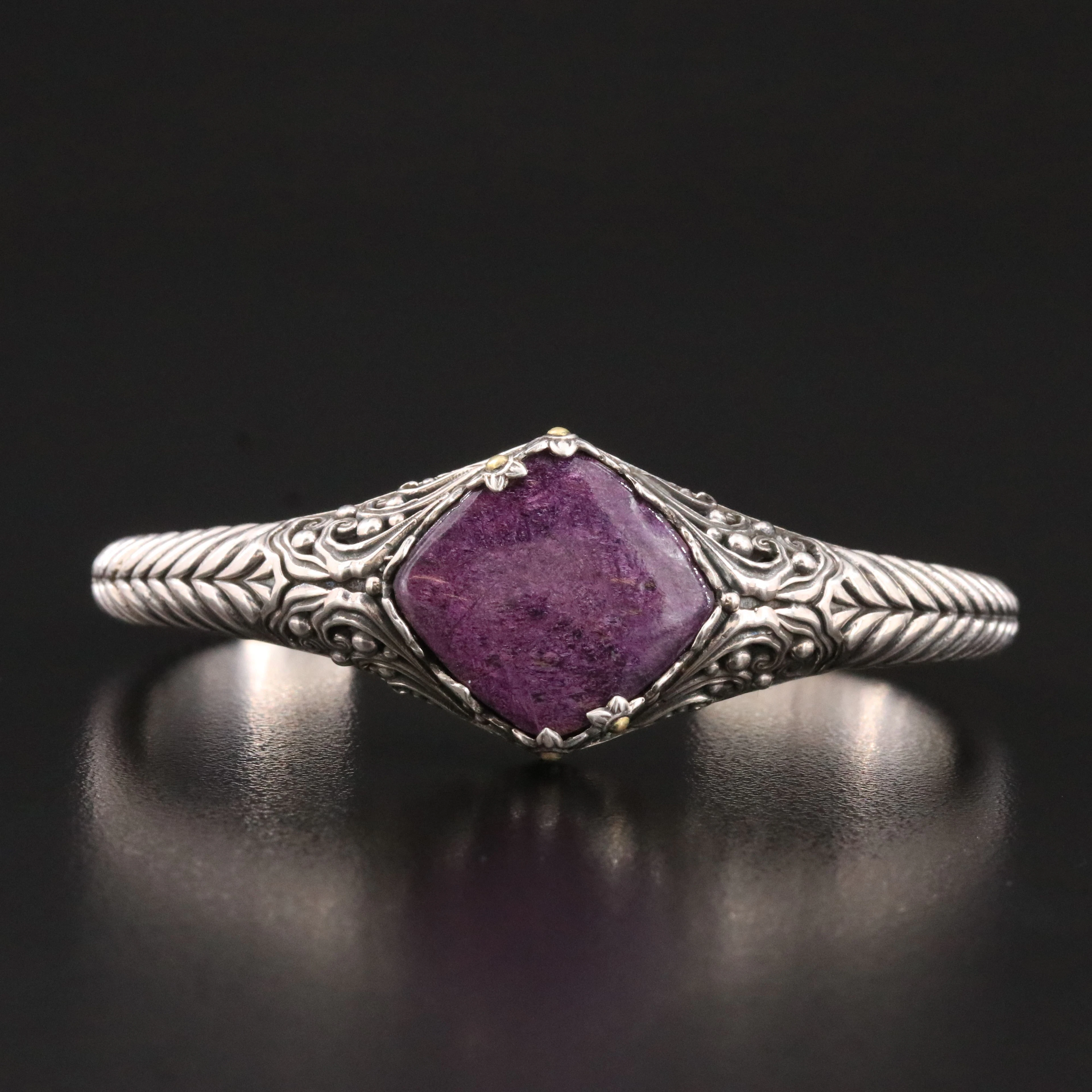 Samuel B Sterling Purpurite Cuff Bracelet with 18K Accents
