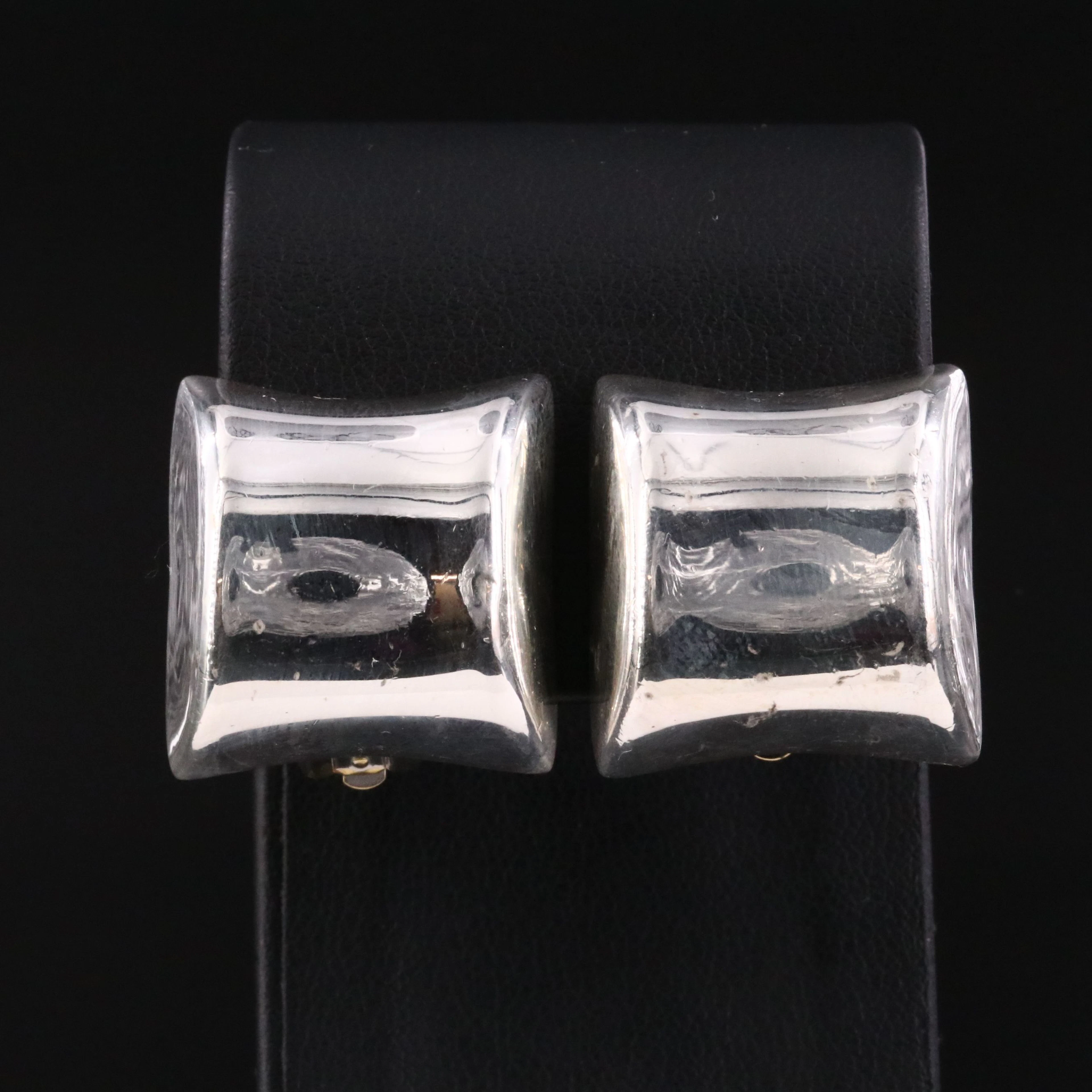 Sterling Square Button Earrings