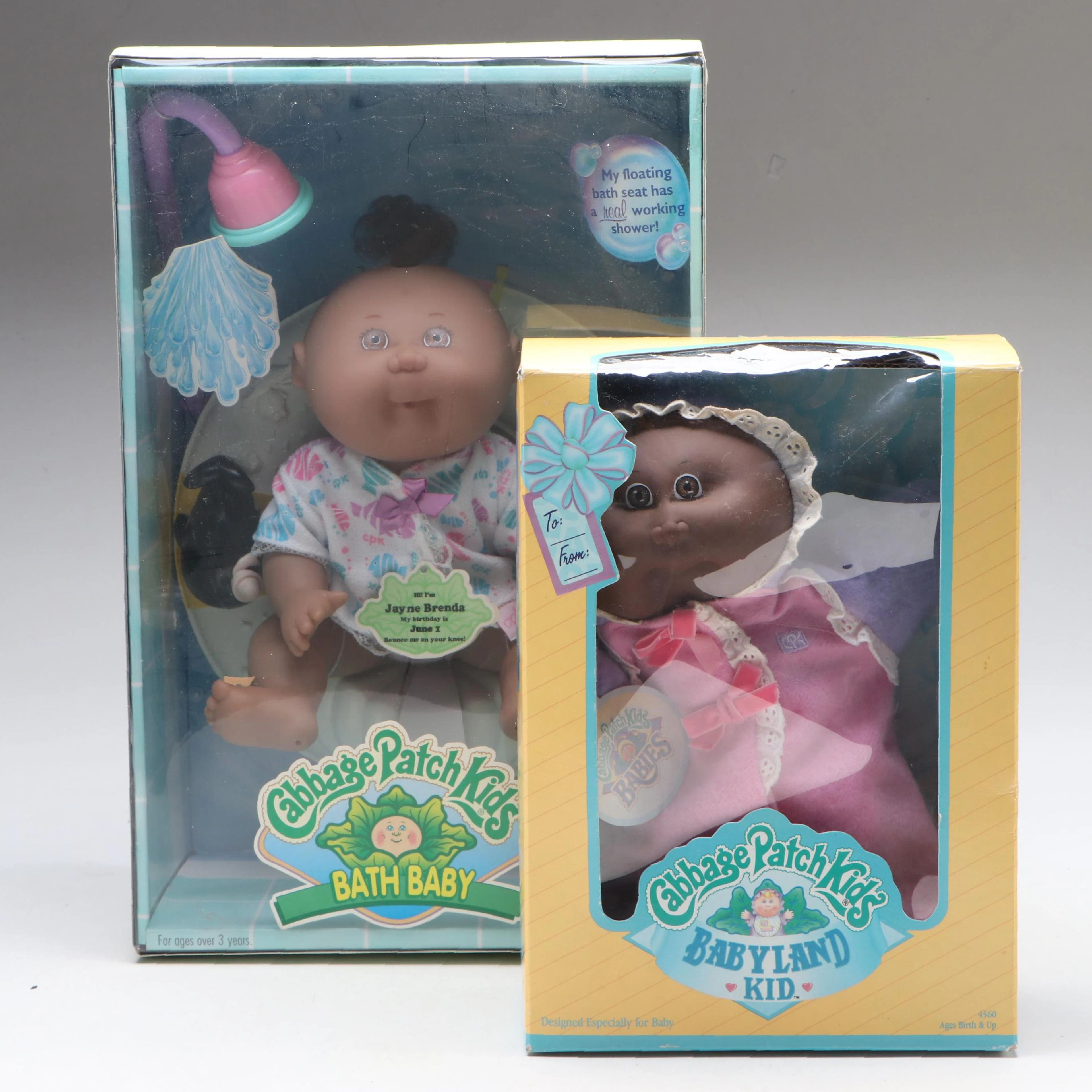 Cabbage Patch Kids "Bath Baby" and "Babyland Kid" Dolls, 1990s