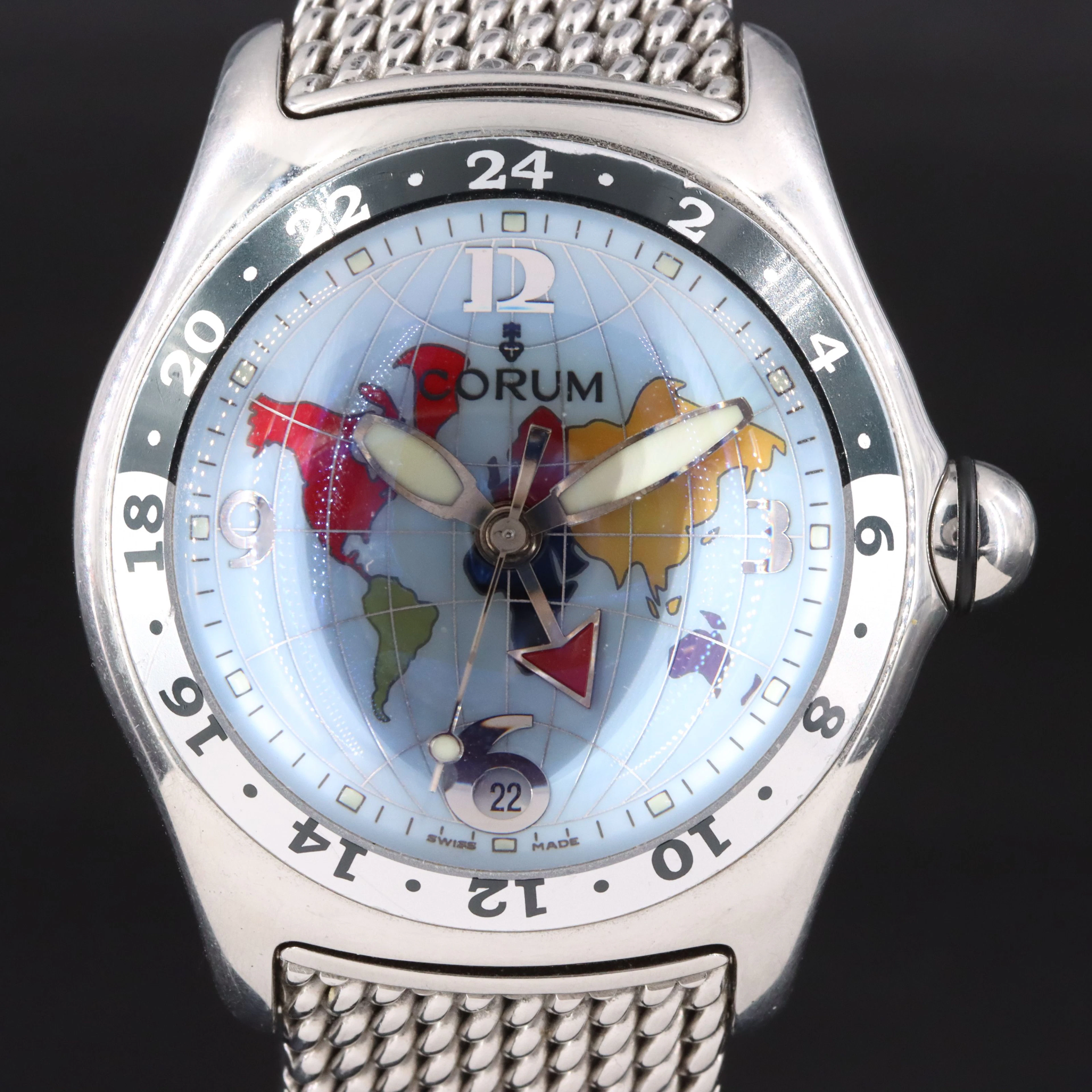 Corum Bubble GMT 45mm Steel Automatic Watch 383.150.20