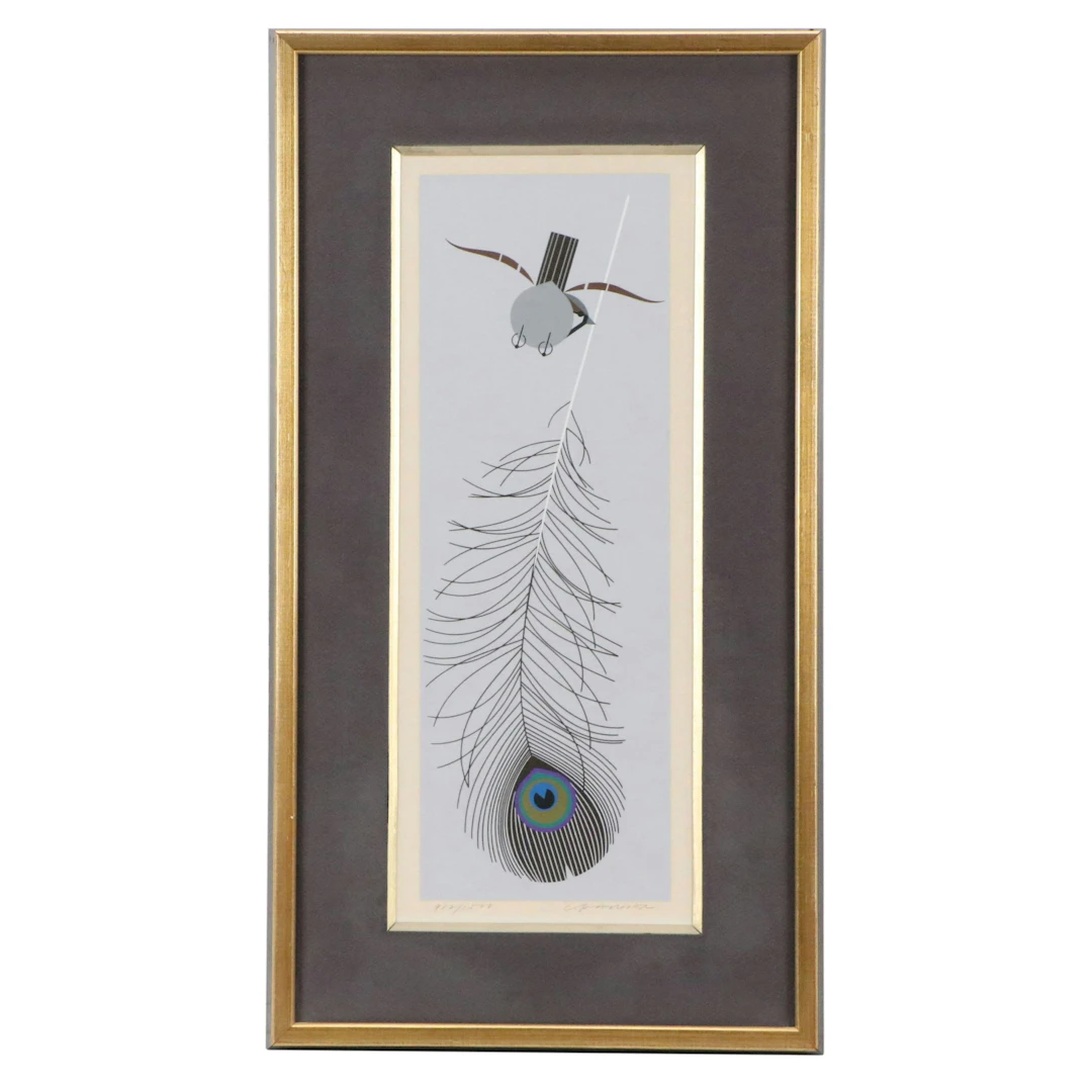 Charley Harper Modernist Serigraph "Fine Feather," 1974