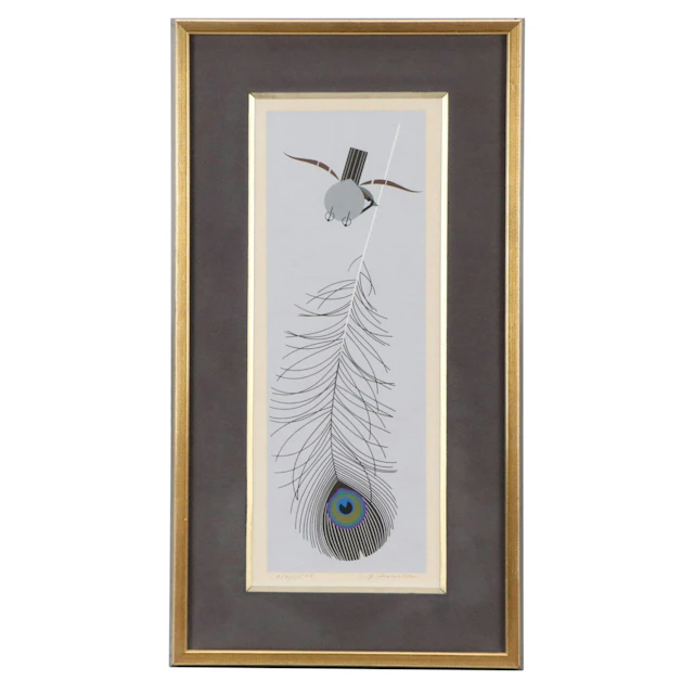 Charley Harper Modernist Serigraph "Fine Feather," 1974