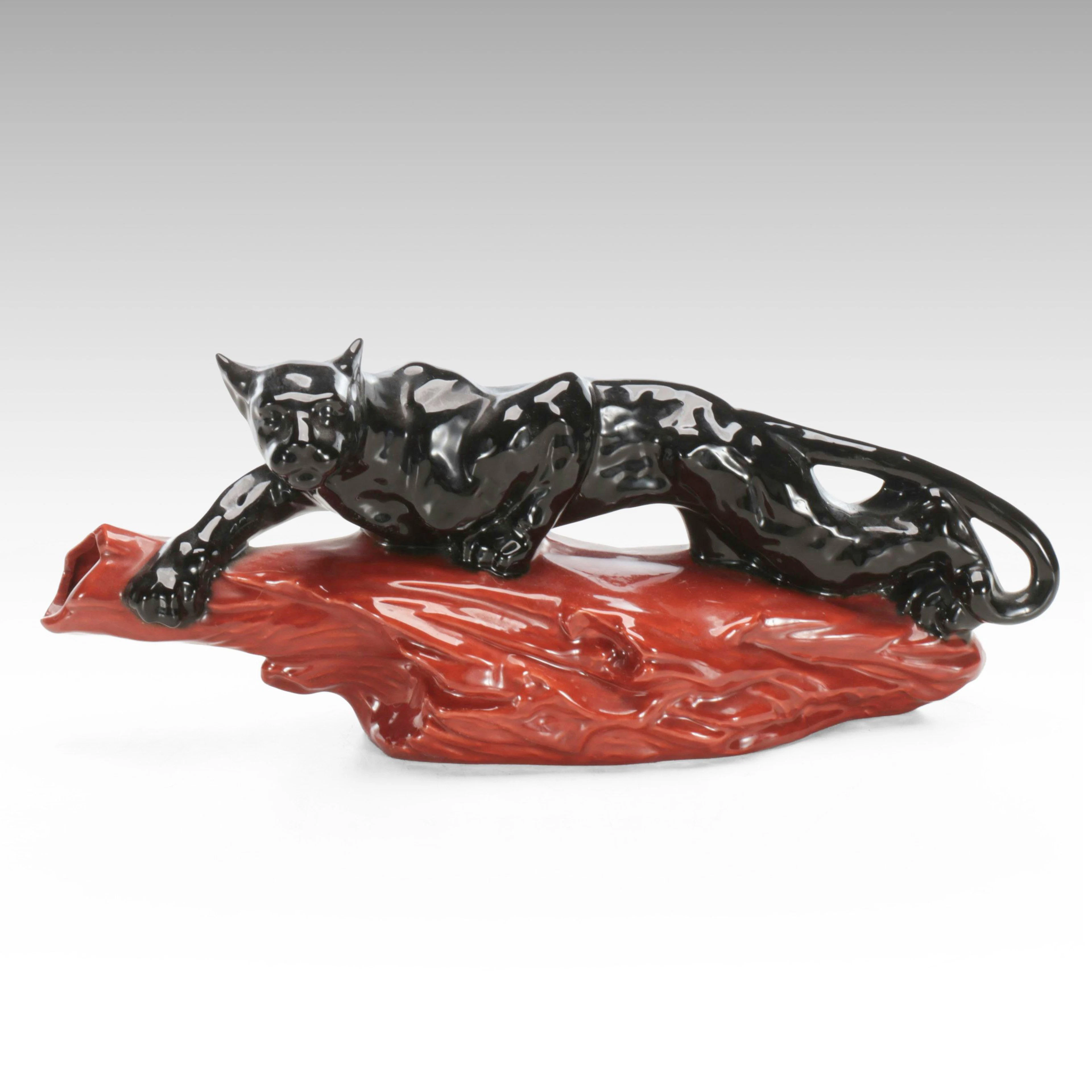 Vintage Mid Century Modern Ceramic Stalking Panther Figure