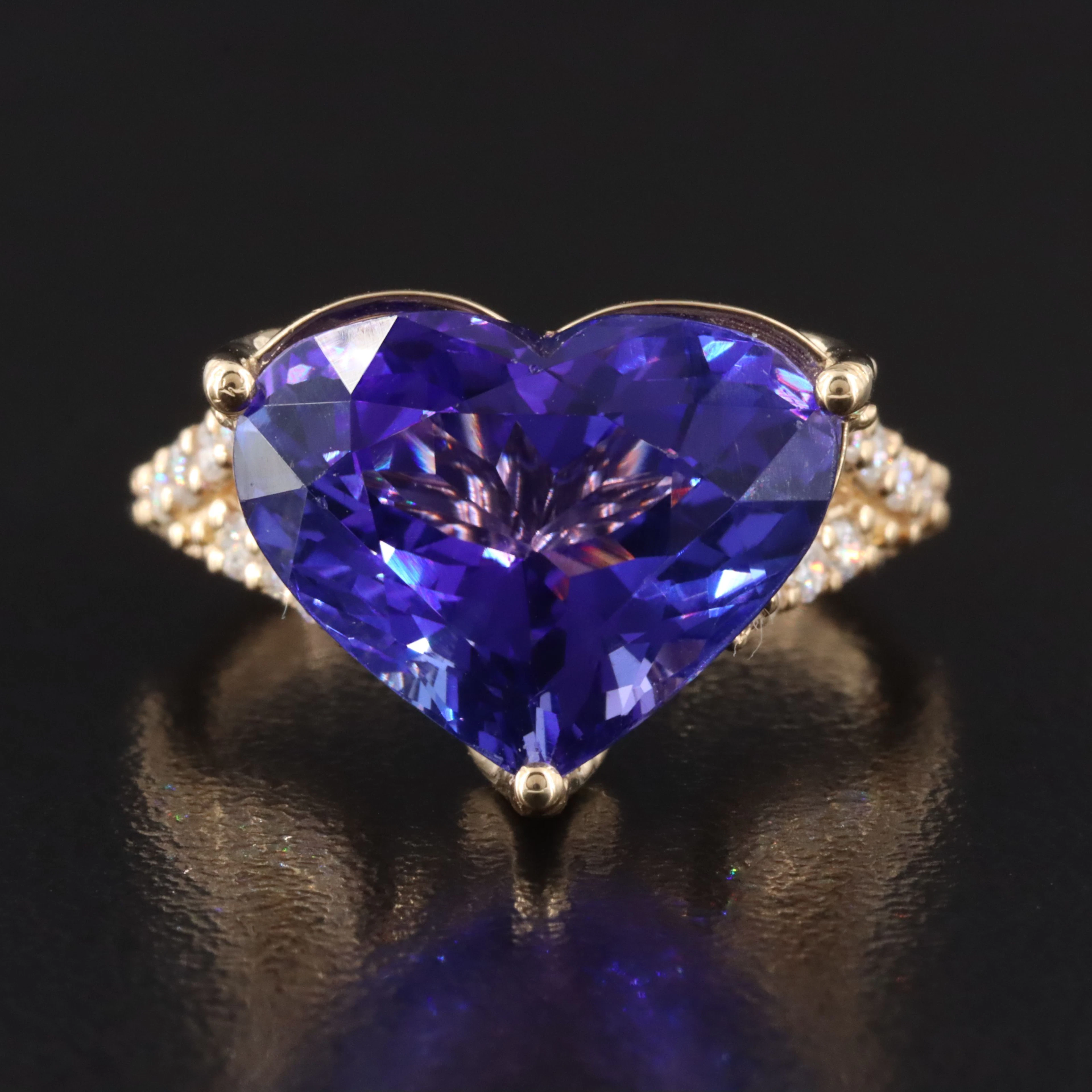 14K 8.42 CT Tanzanite and Diamond Ring with GIA Report