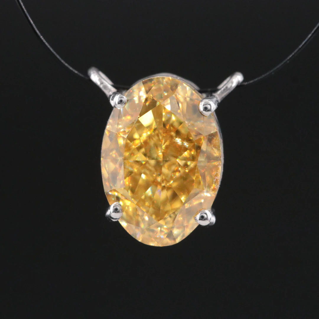 14K Pendant Setting with 3.10 CT Fancy Yellow Lab Grown Diamond