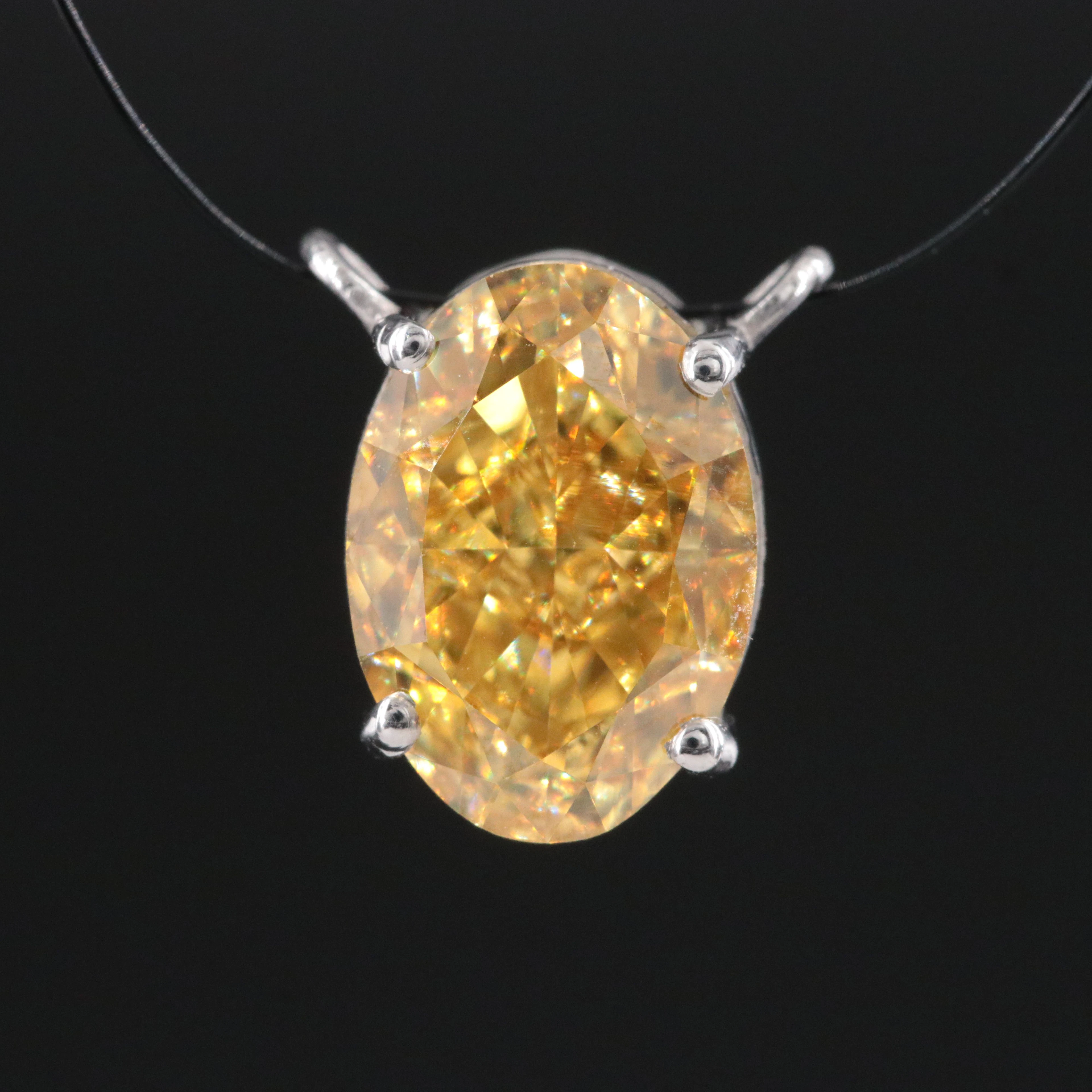 14K Pendant Setting with 3.10 CT Fancy Yellow Lab Grown Diamond