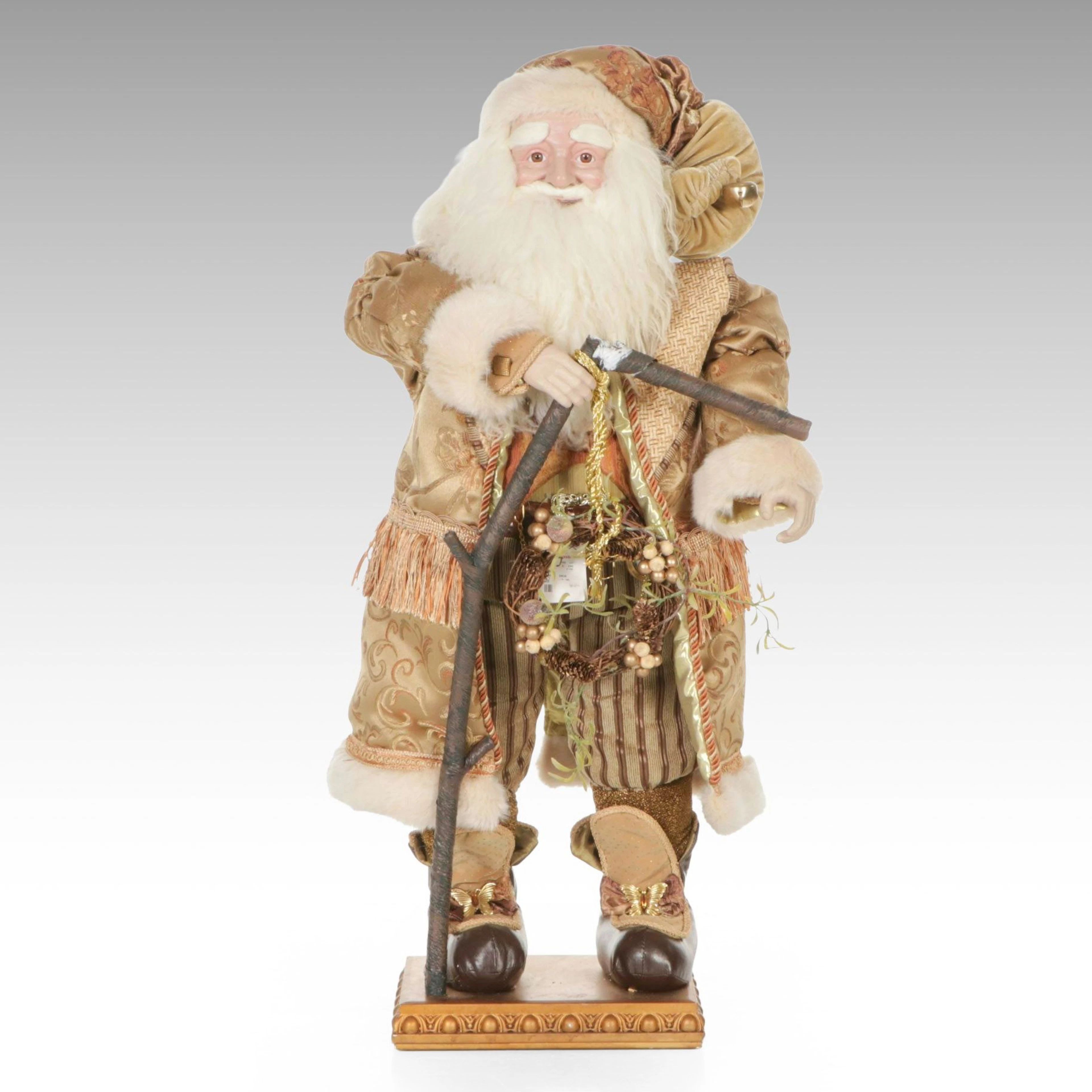 Woodland "Santa Claus" Standing Floor Figure in Golden Brocade Robes