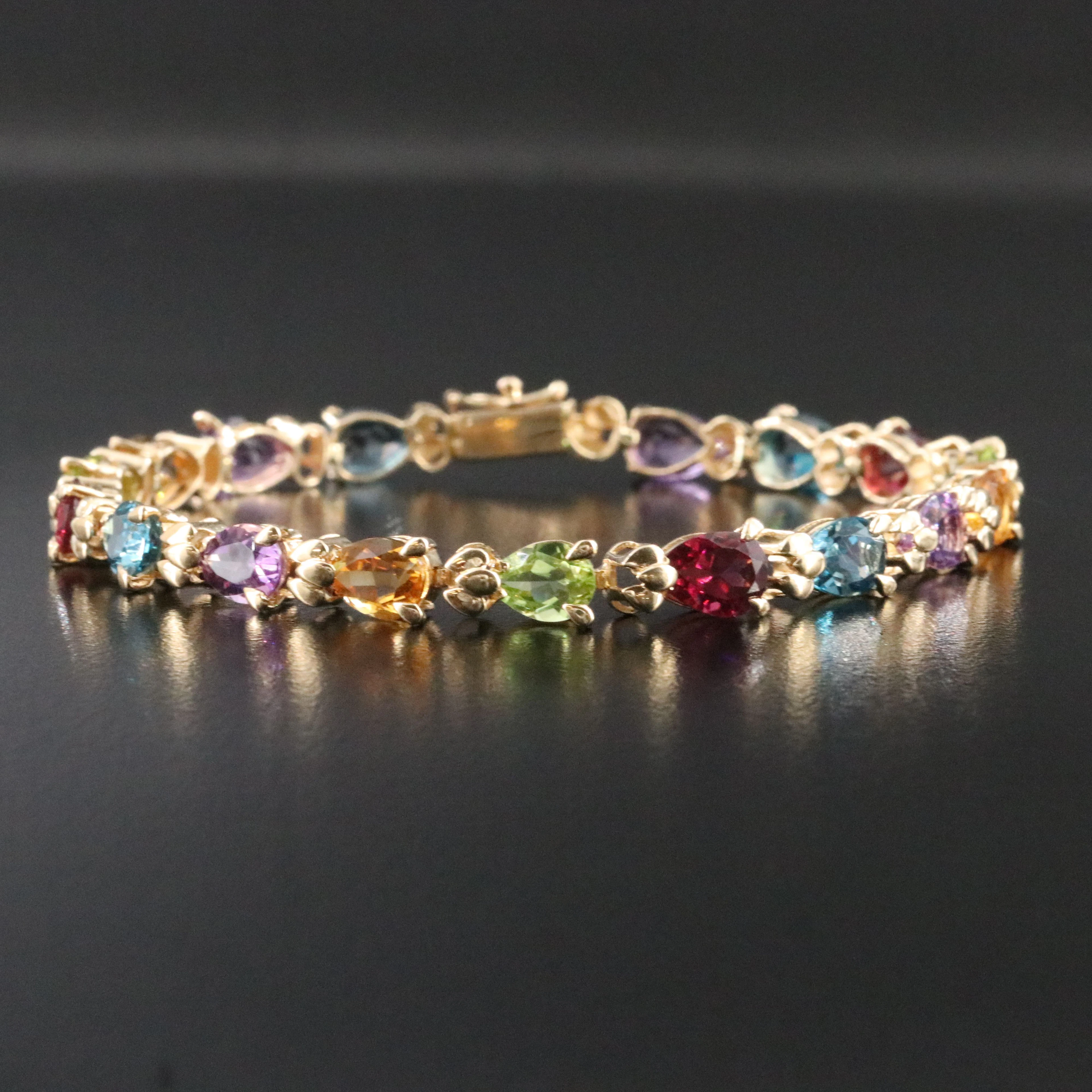 14K Gemstone Link Bracelet