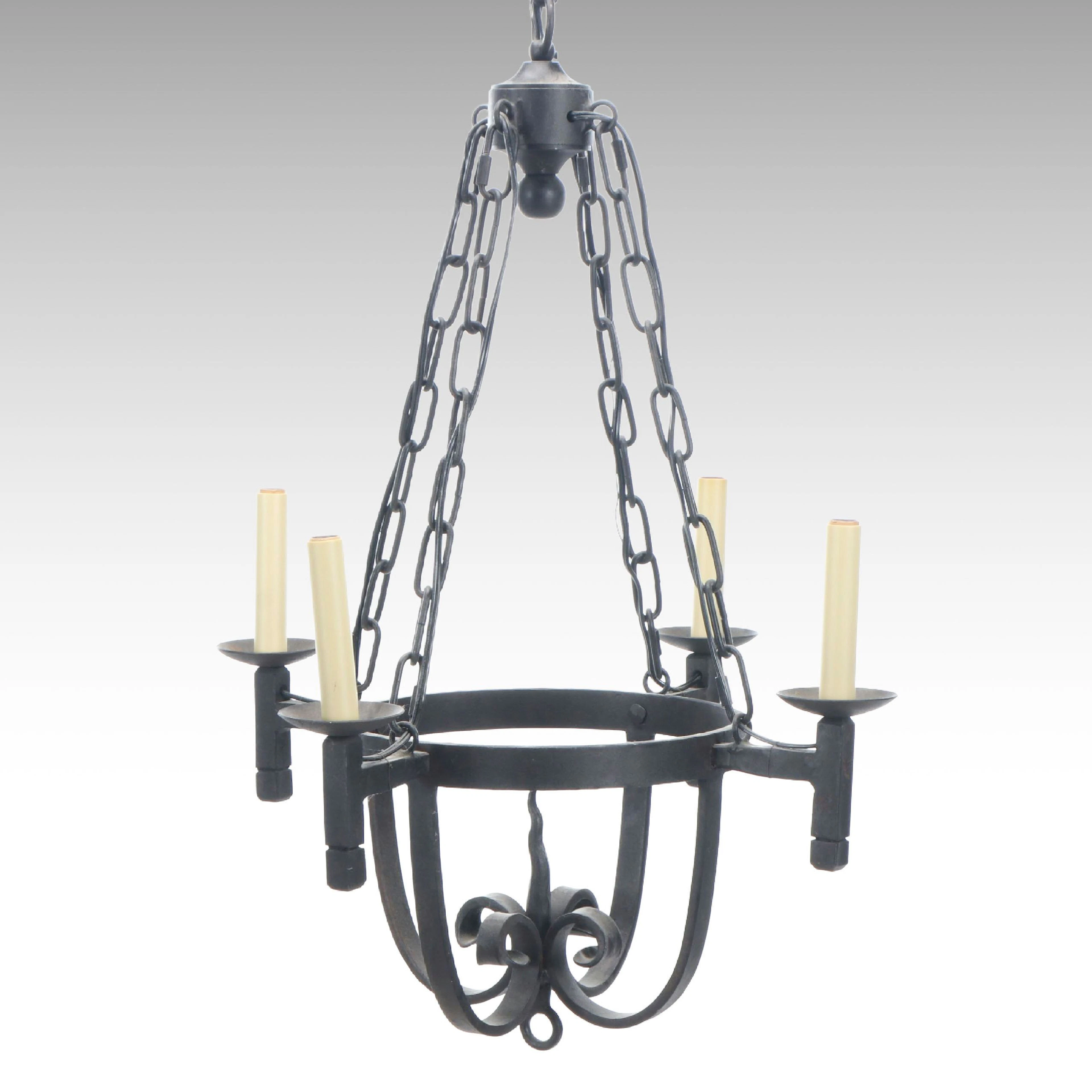 Rustic Style Wrought Iron Four-Arm Chandelier