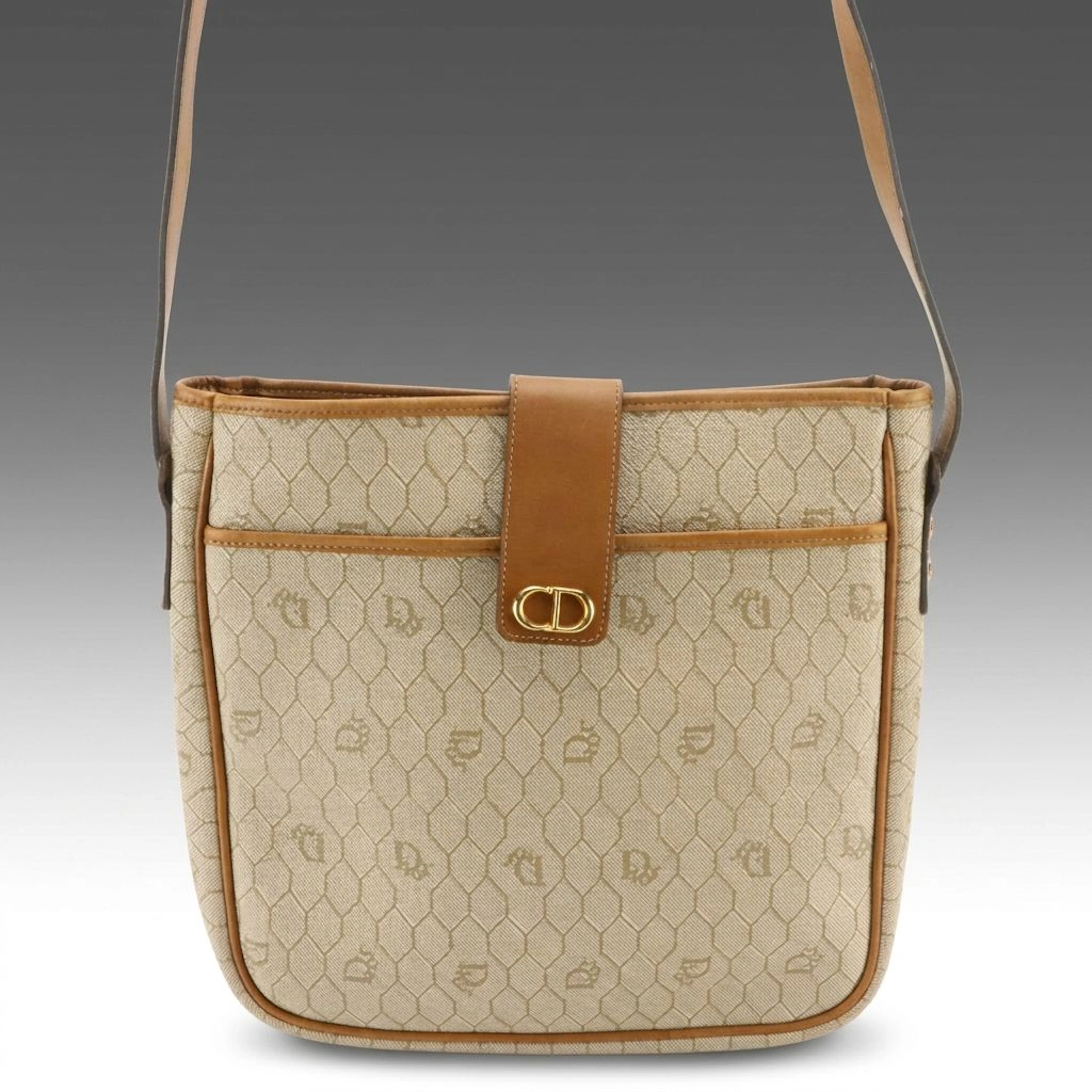 Christian Dior CD Shoulder Bag in Monogram Honeycomb Canvas, Vintage