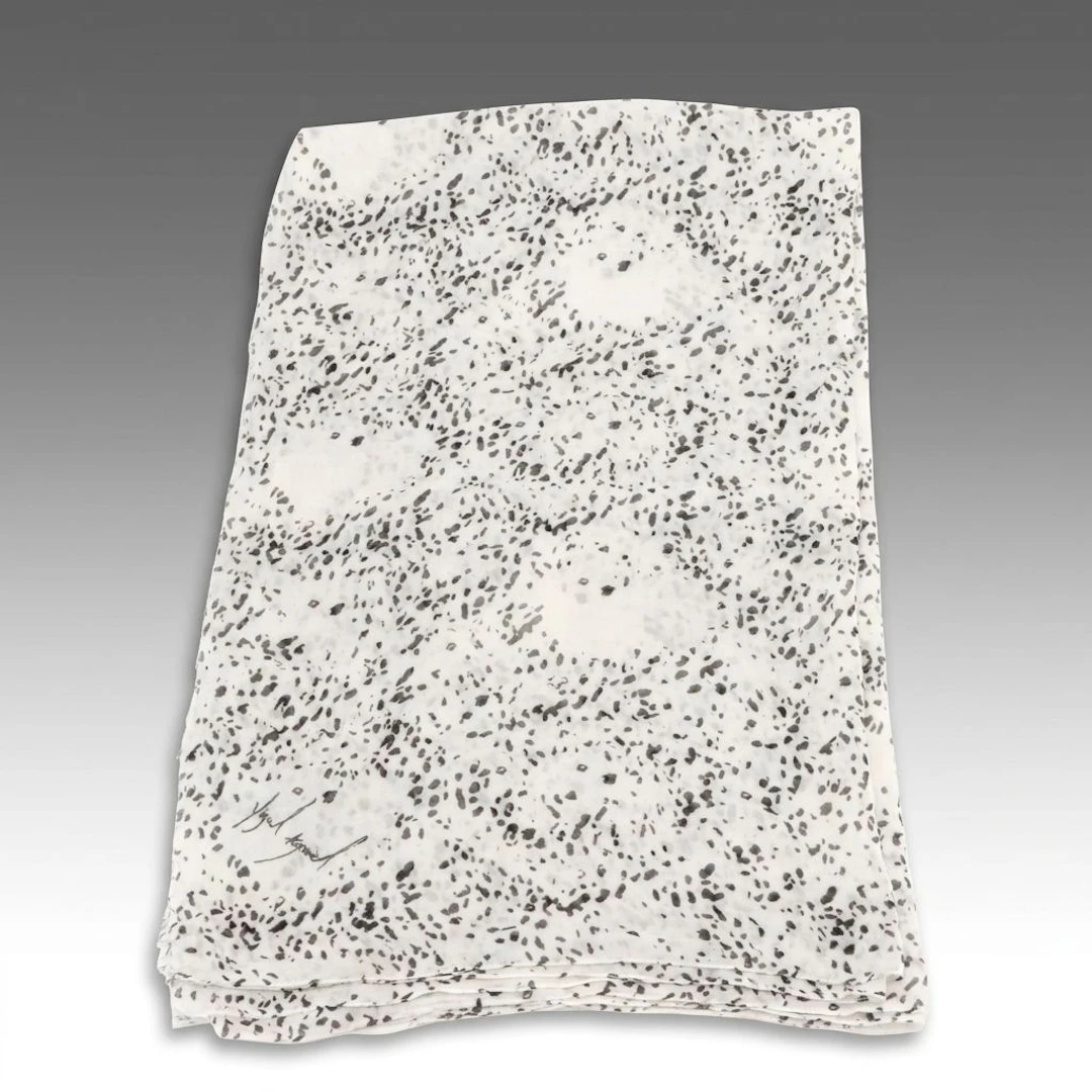 Yigal Azrouel Scarf Shawl in Black and White Animal Printed Cashmere Blend