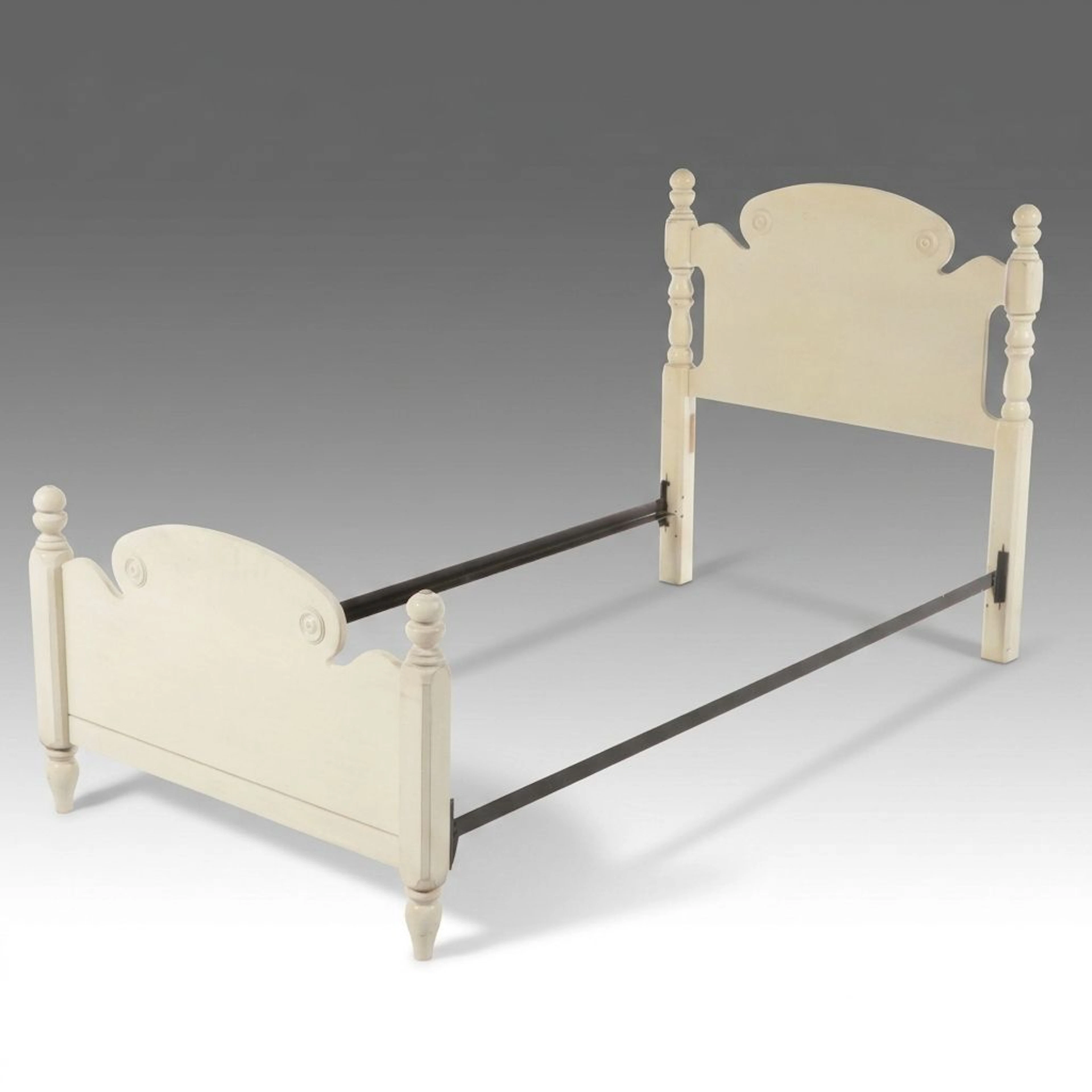 American Colonial Style Painted Twin Size Bed Frame, Mid to Late 20th Century