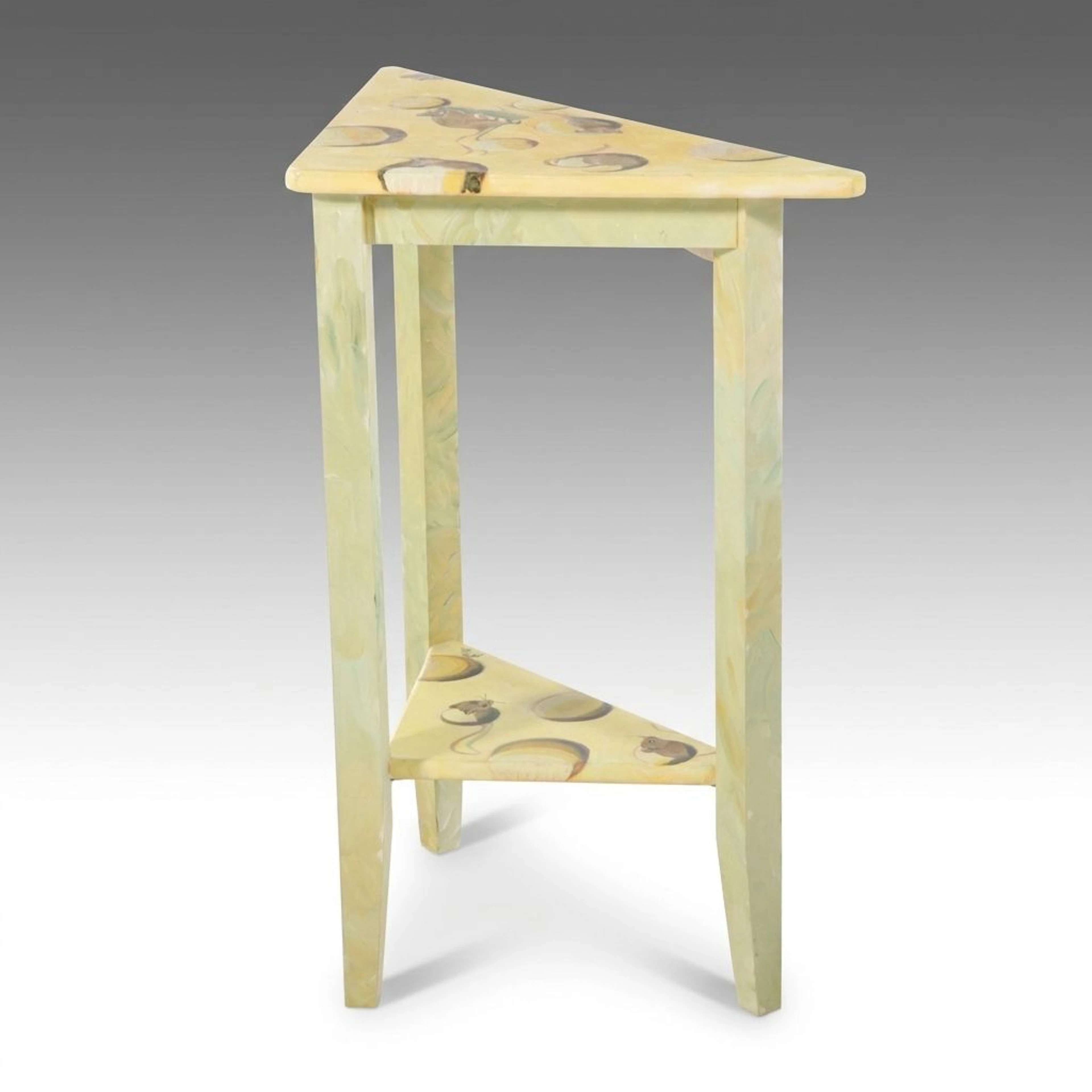 Contemporary Painted Wood Corner Table with Mouse Motifs, 1996