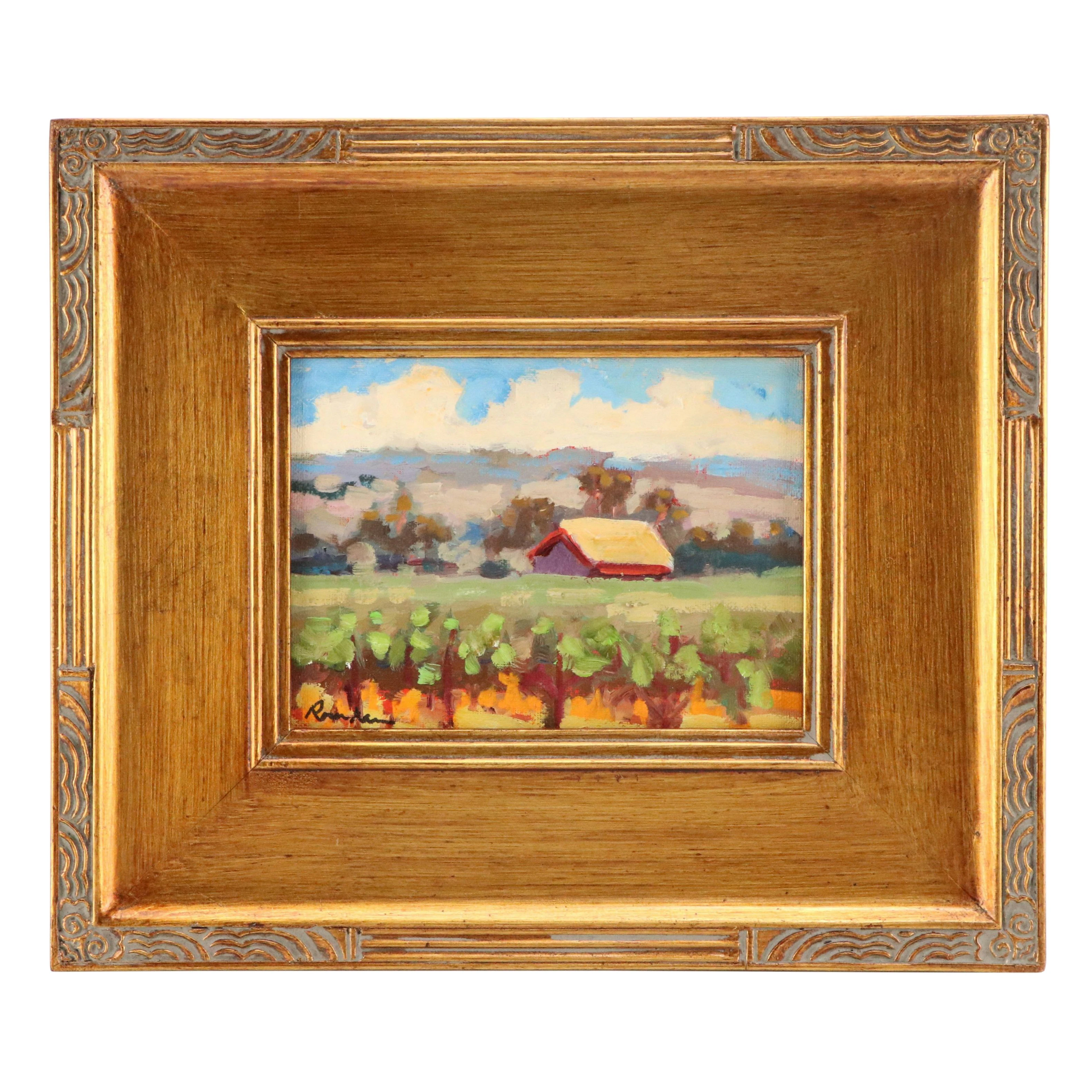 Sally Rosenbaum Stylized Landscape Oil Painting "View of Valley from Mumms"