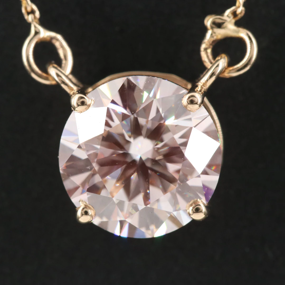 14K 2.23 CT Lab Grown Fancy Pink Diamond Necklace with IGI Report