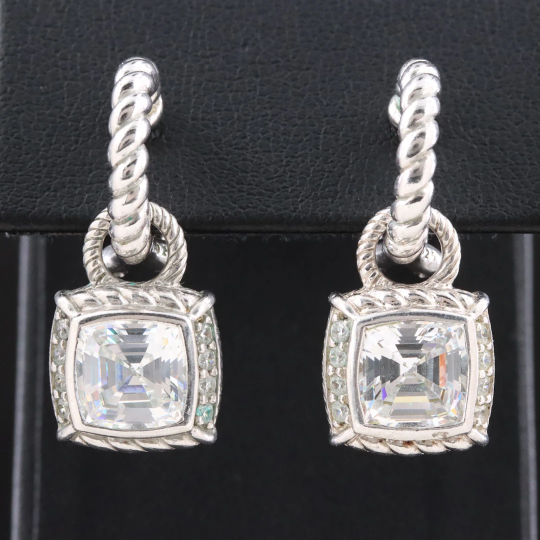 Judith Ripka Sterling Half Hoops with CZ Enhancers