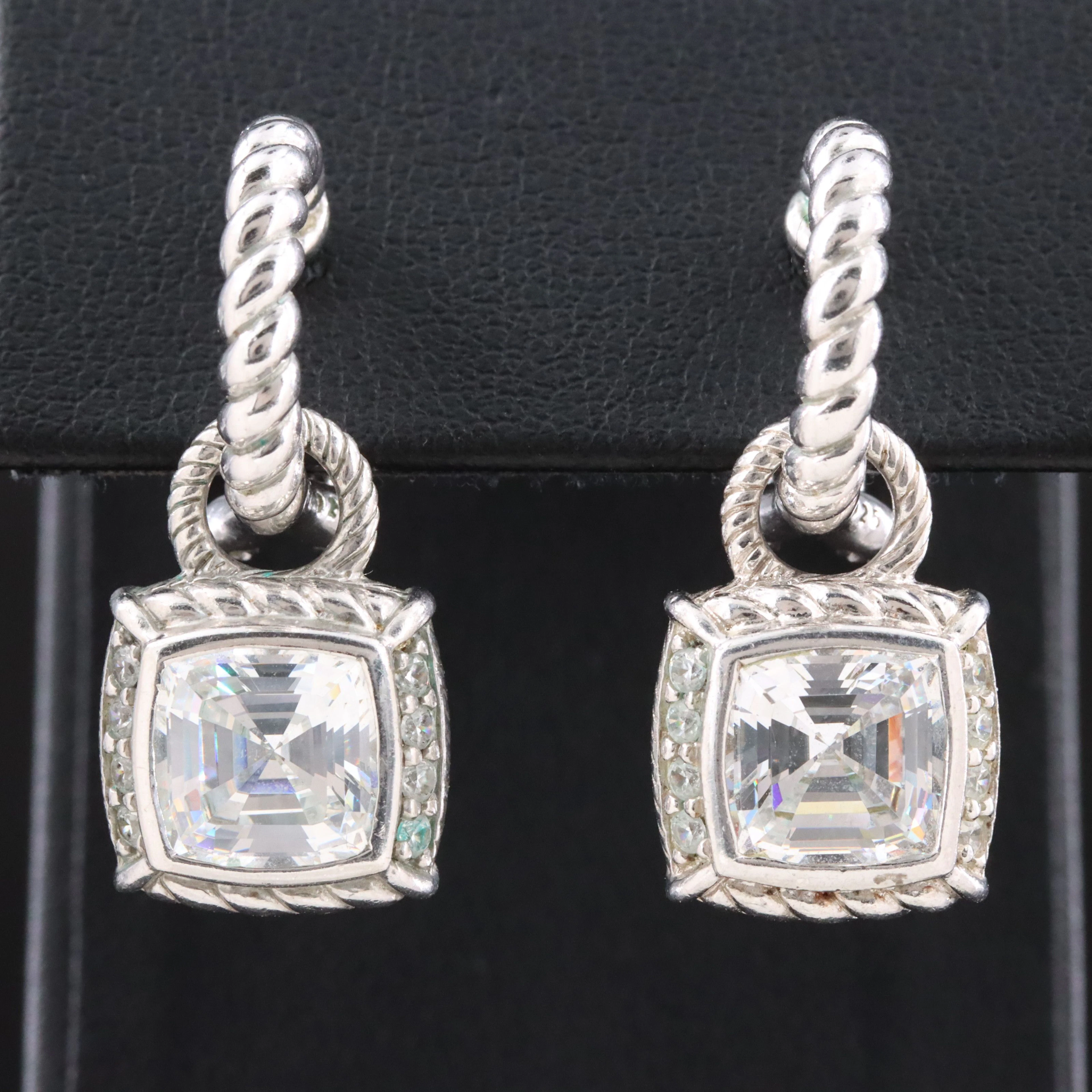 Judith Ripka Sterling Half Hoops with CZ Enhancers