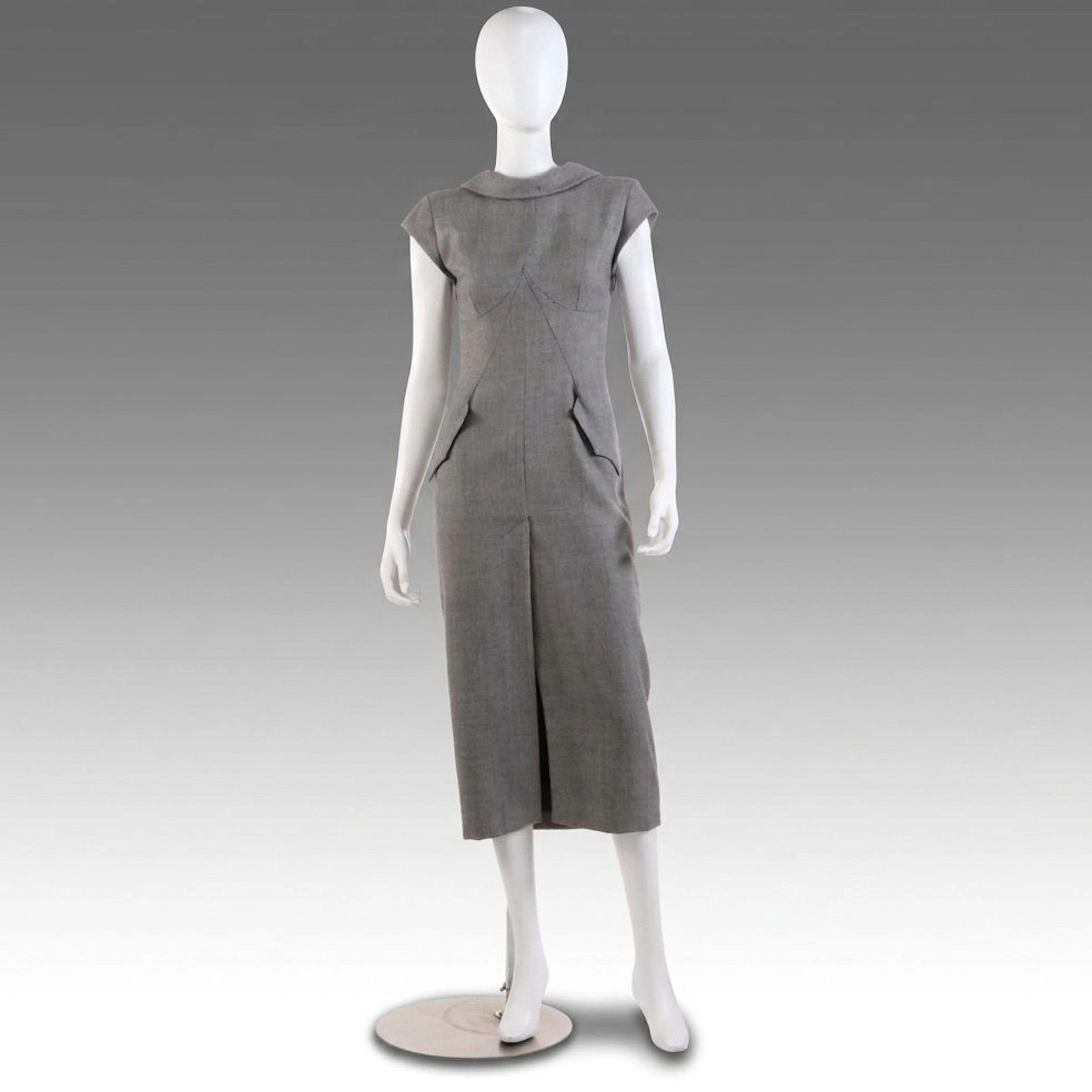 Alexander McQueen Grey Wool Tailored Midi Dress