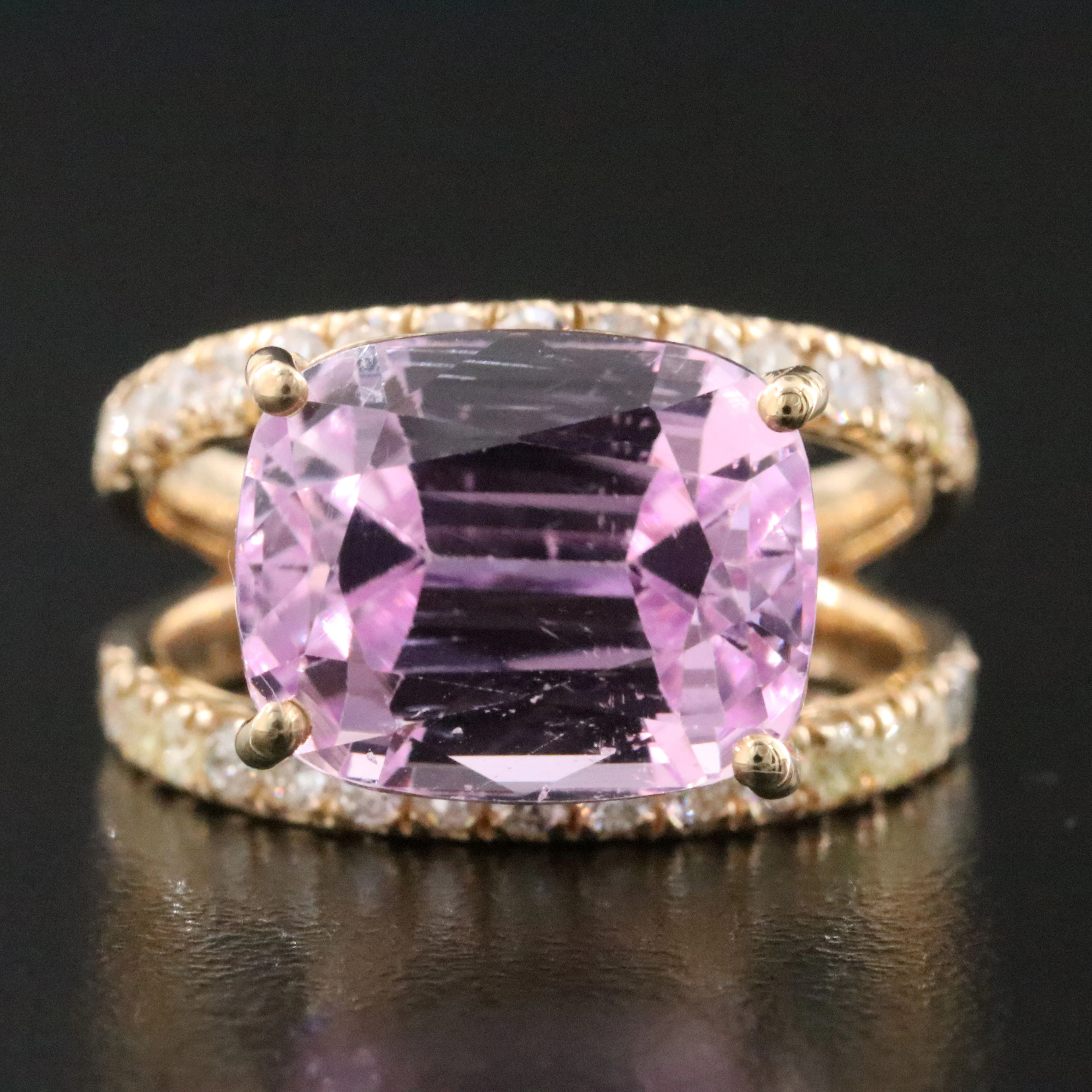 14K 9.36 CT Kunzite and Diamond Ring