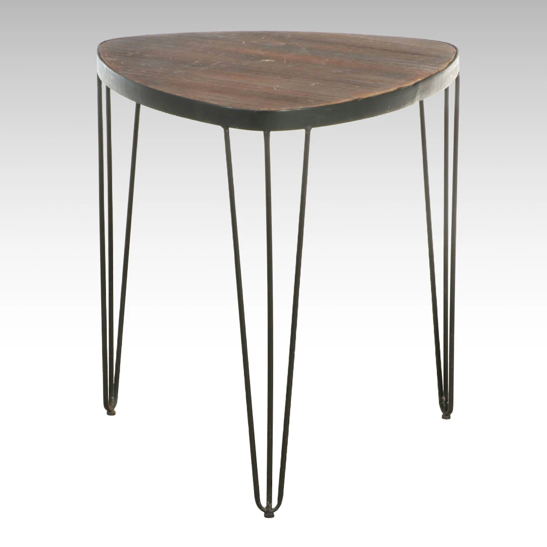 Mid Century Modern Style Guitar Pick End Table with Hairpin Legs