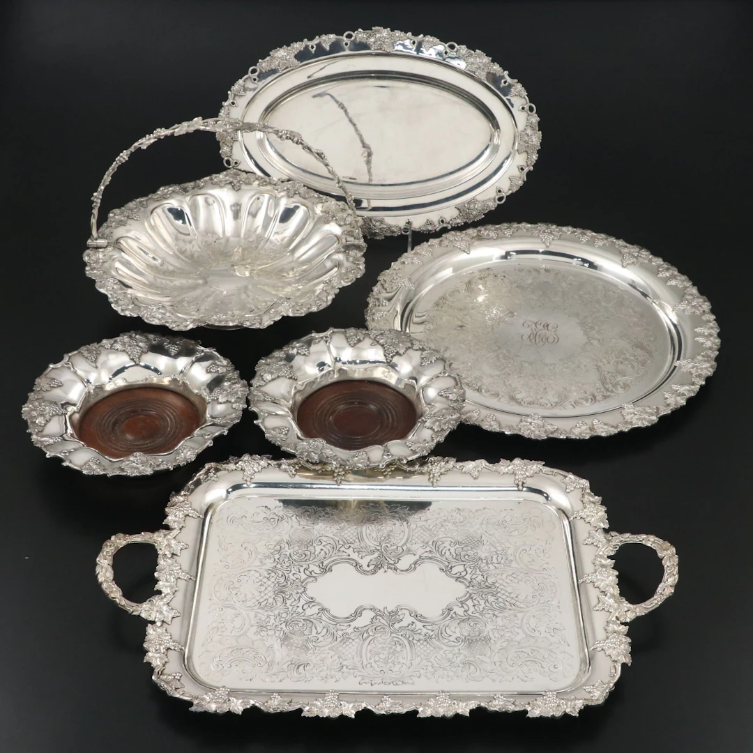 Ellis-Barker Silver Plate Serving Tray and Other Serveware