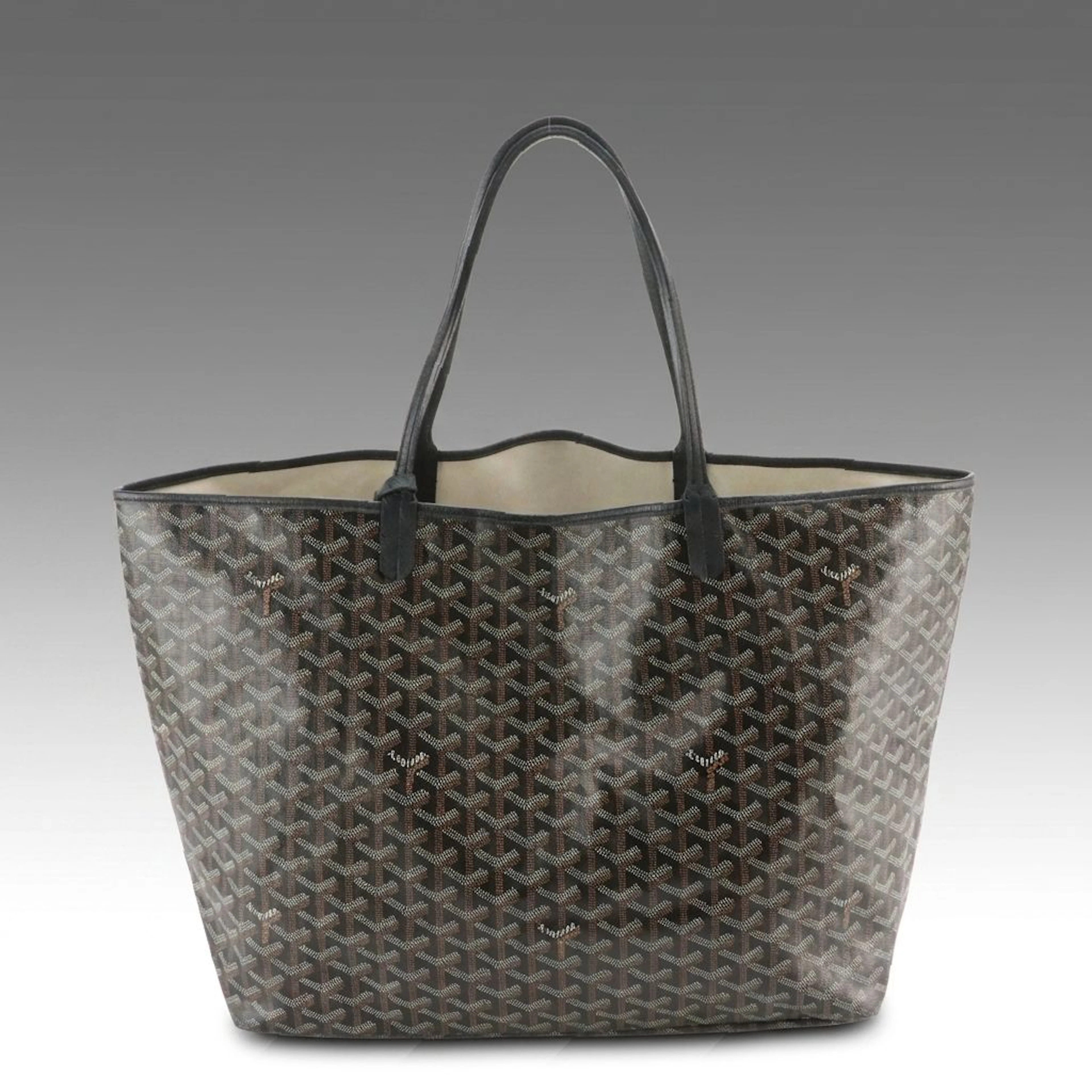 Goyard Saint Louis GM Tote Bag with Pouch in Black Goyardine Canvas