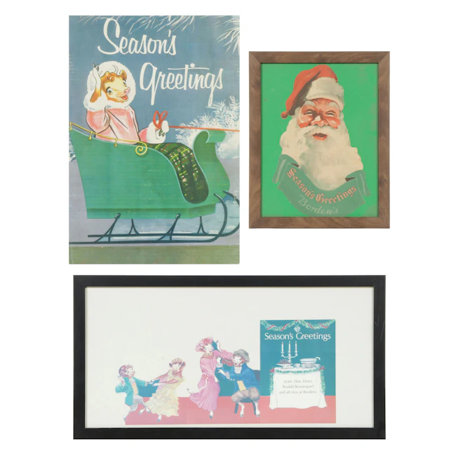 Borden's Dairy "Season's Greetings" Christmas Poster and Wall Decor