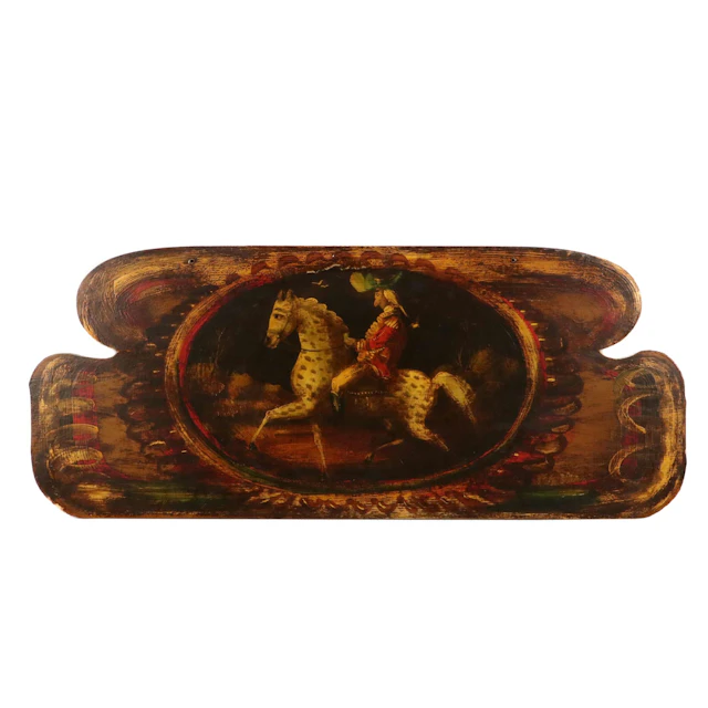 Oil Painting of Colonial Horse Rider on Wood Panel, 20th Century
